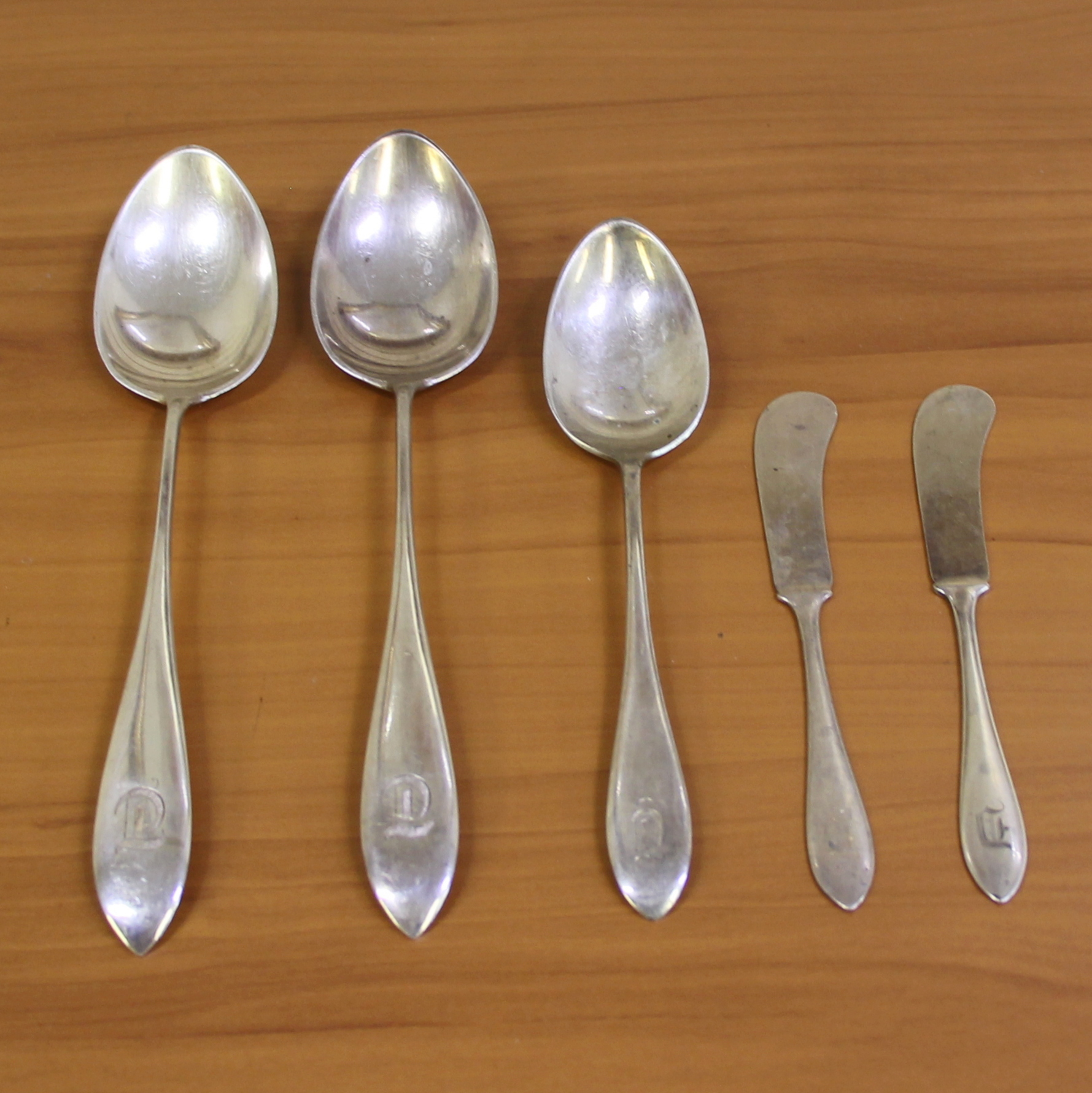 Antique Sterling Silver Flatware Serving Pieces Set of Five In .925