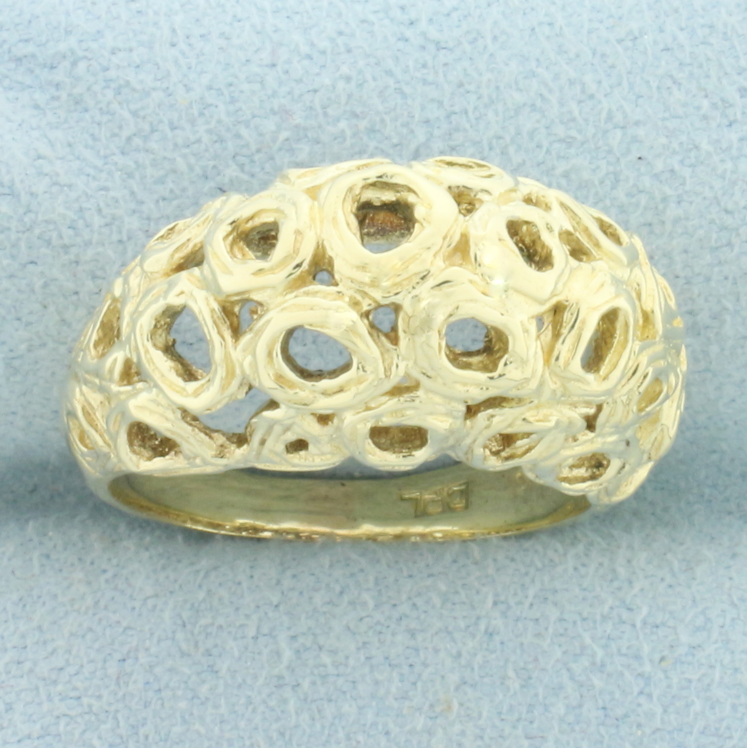 Art Deco Bombe Ring in 14k Yellow Gold