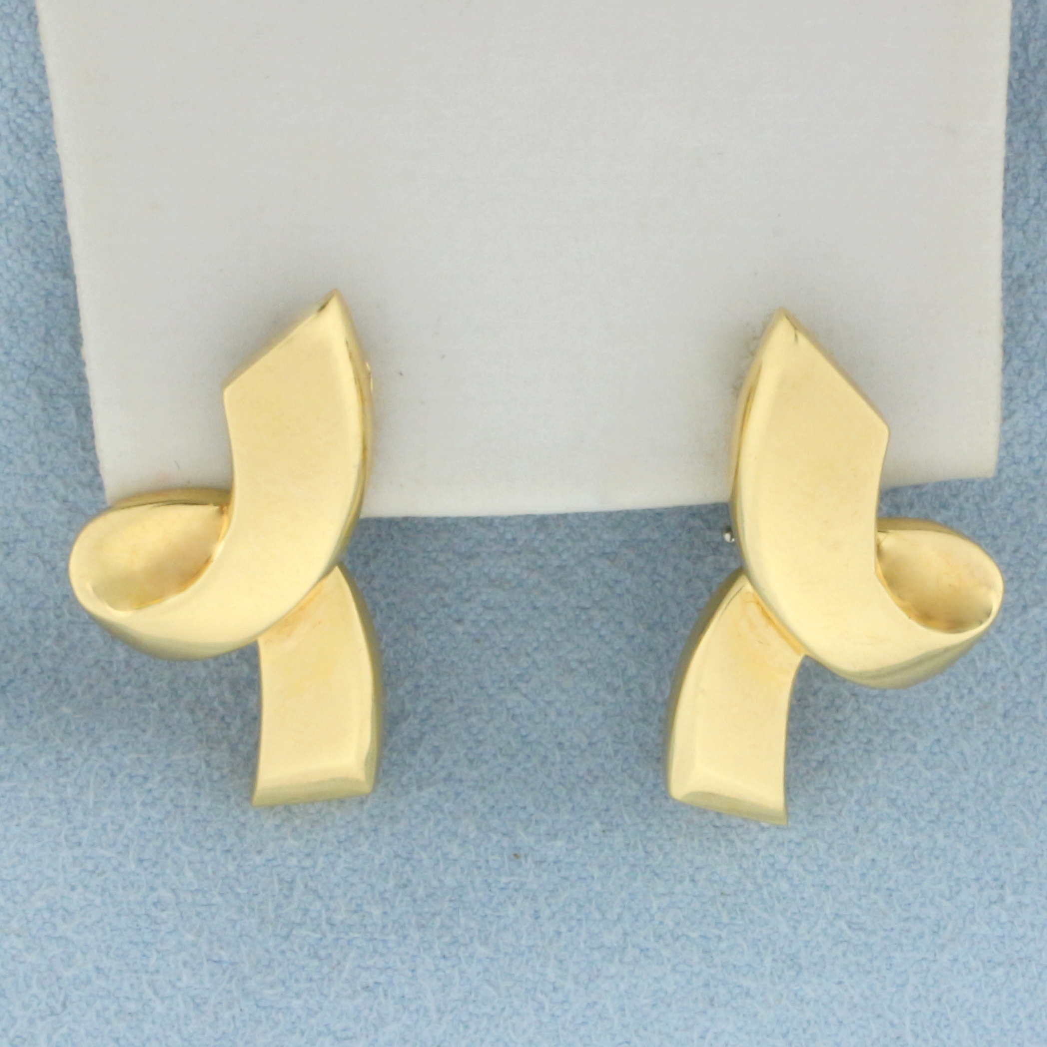 Authentic Tiffany & Co. Paloma Picasso Ribbon Earrings in 18K Yellow Gold