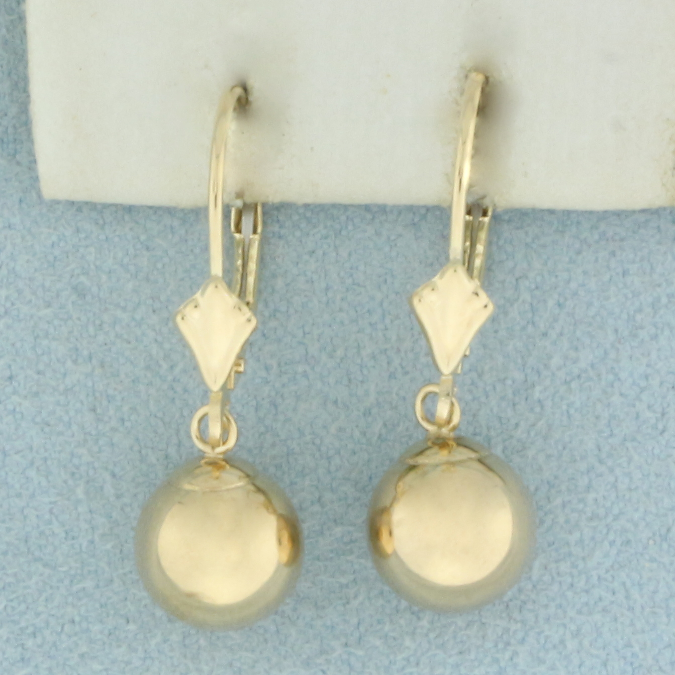 Ball Bead Dangle Earrings in 14k Yellow Gold