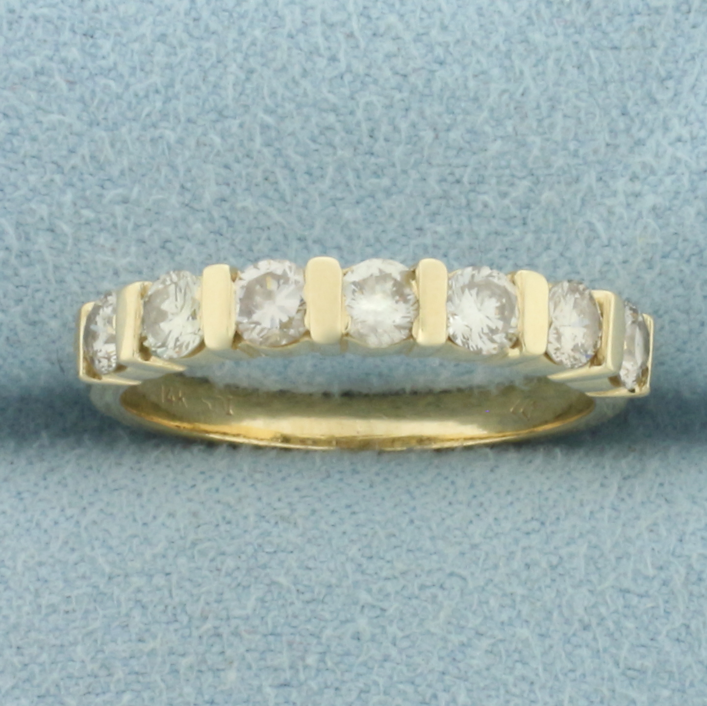 Bar Set Diamond Wedding or Anniversary Band Ring in 14k Yellow Gold