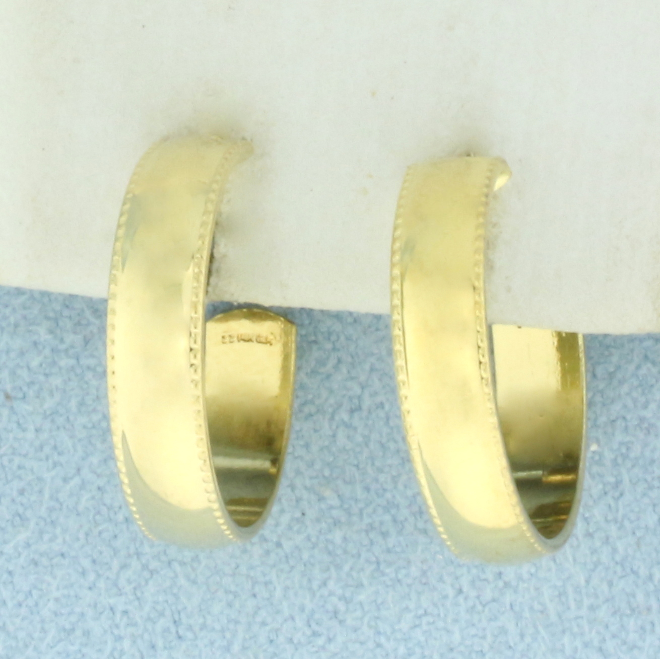 Beaded Edge Hoop Earrings in 14k Yellow Gold