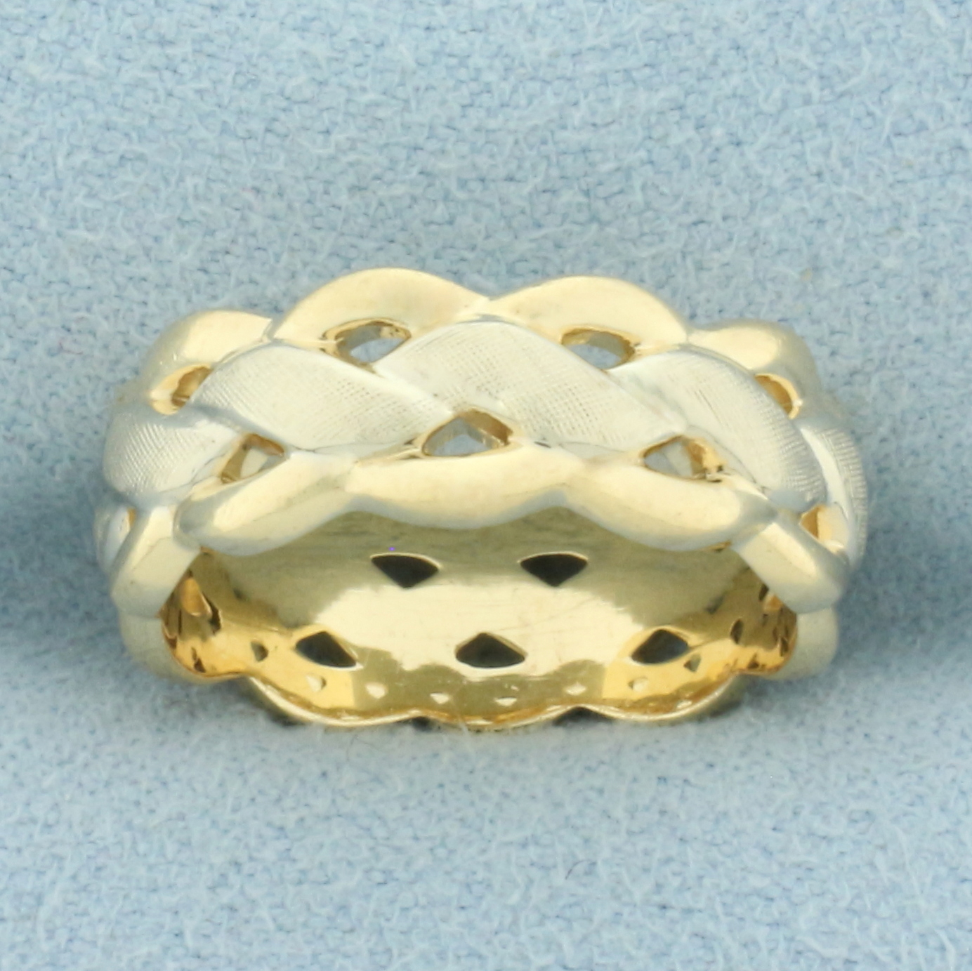 Braided Woven Design Band Ring in 14k Yellow and White Gold