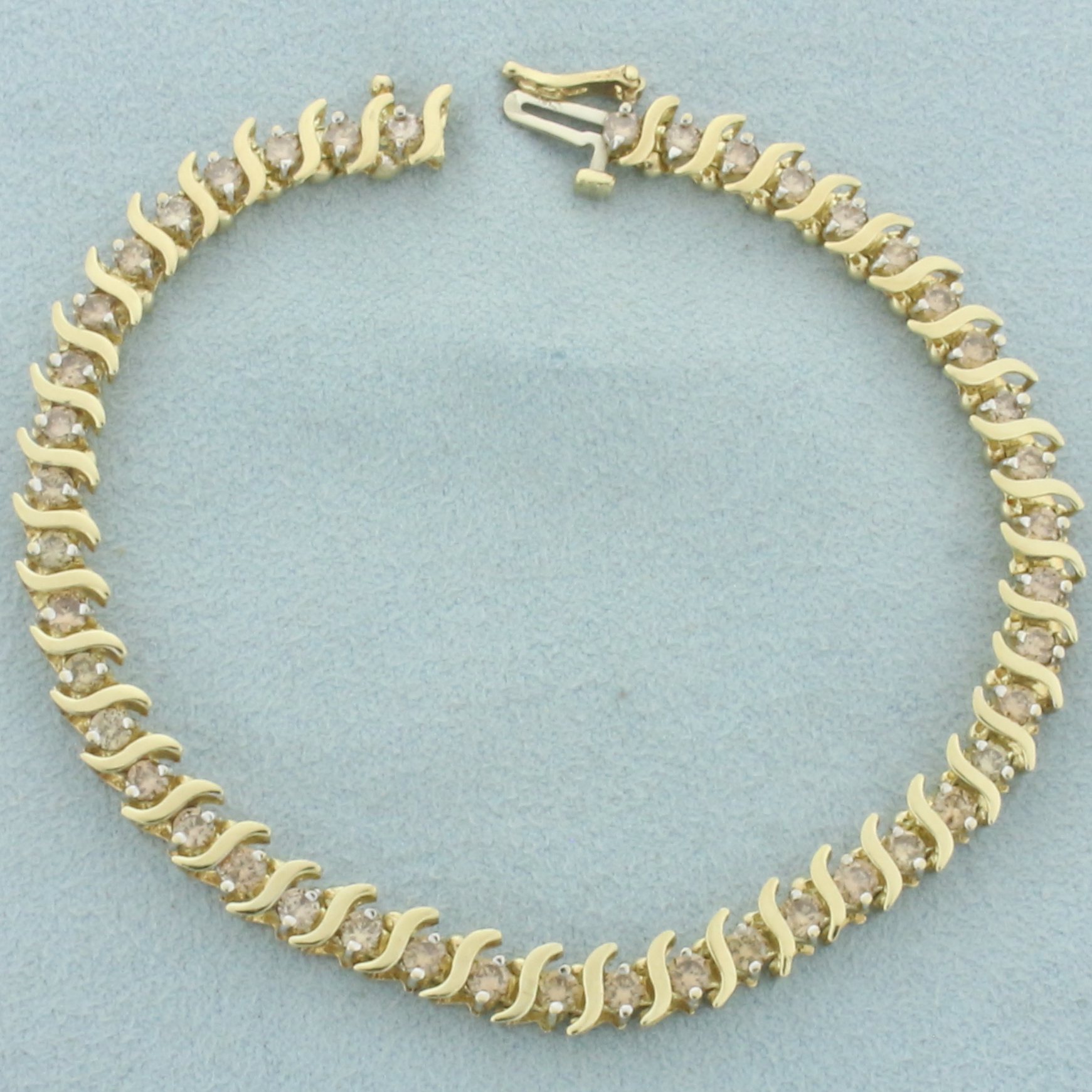 Champagne Diamond Tennis Bracelet in 10k Yellow Gold