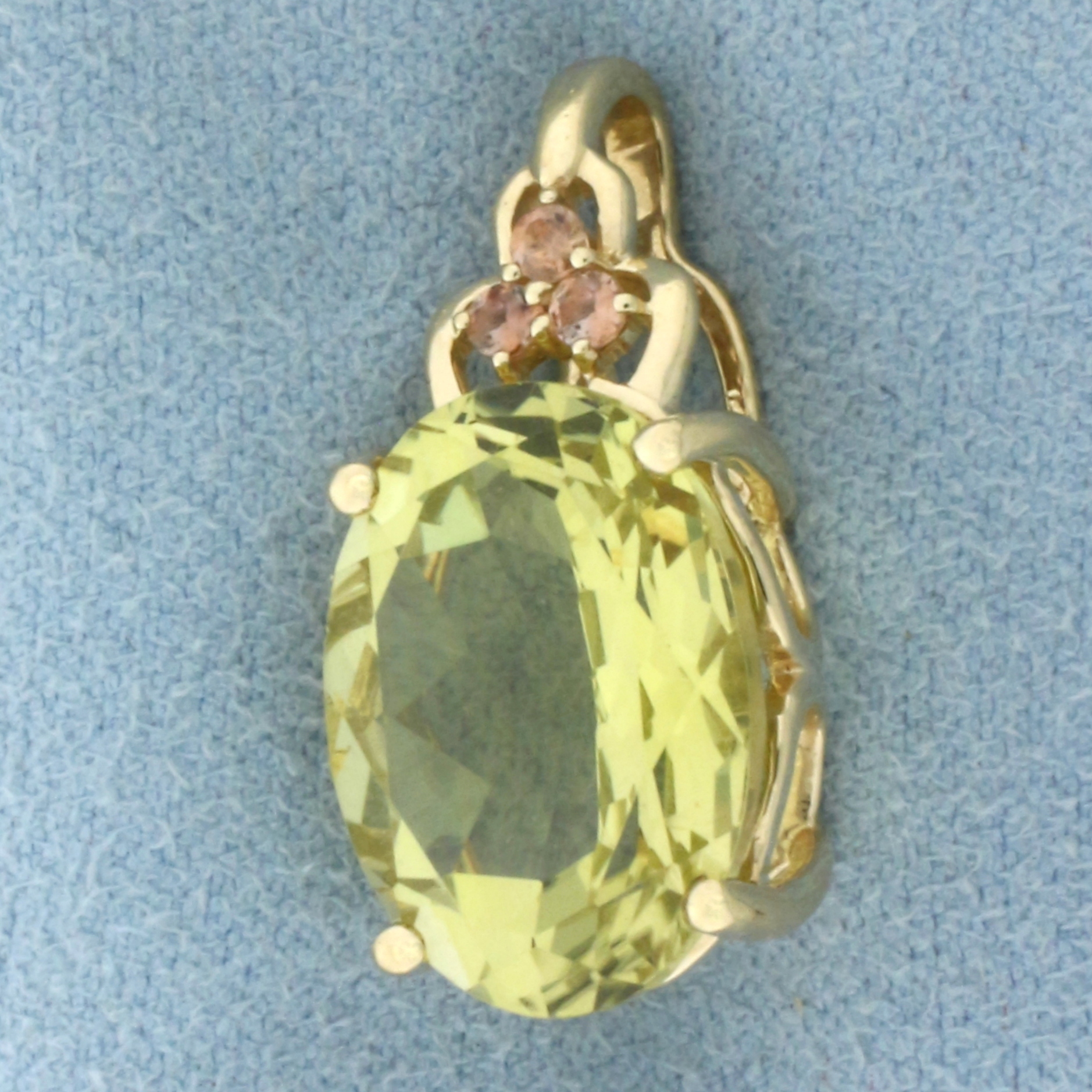 Citrine and Morganite Pendant in 14k Yellow Gold