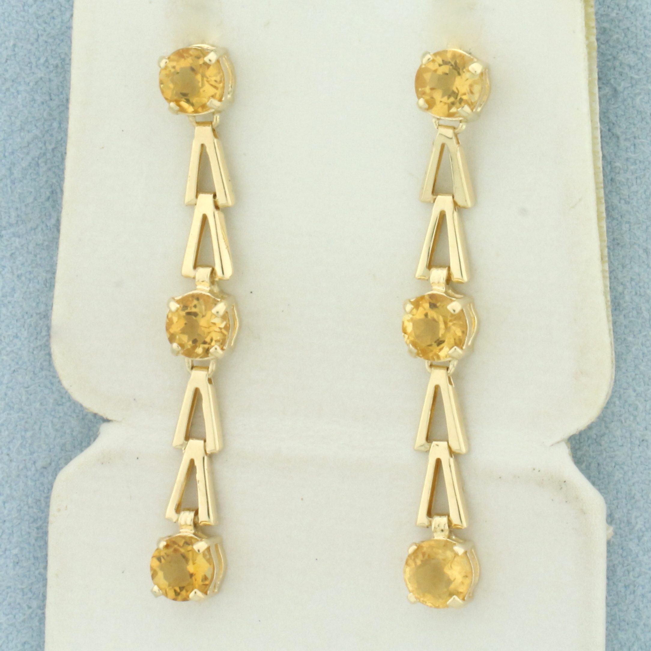 Citrine Dangle Drop Earrings in 14k Yellow Gold