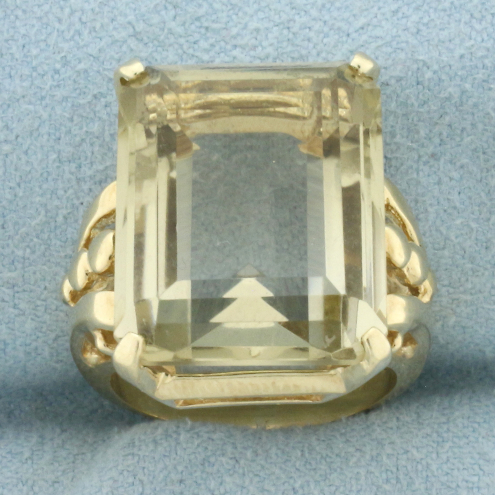 Citrine Solitaire Statement Ring in 14k Yellow Gold