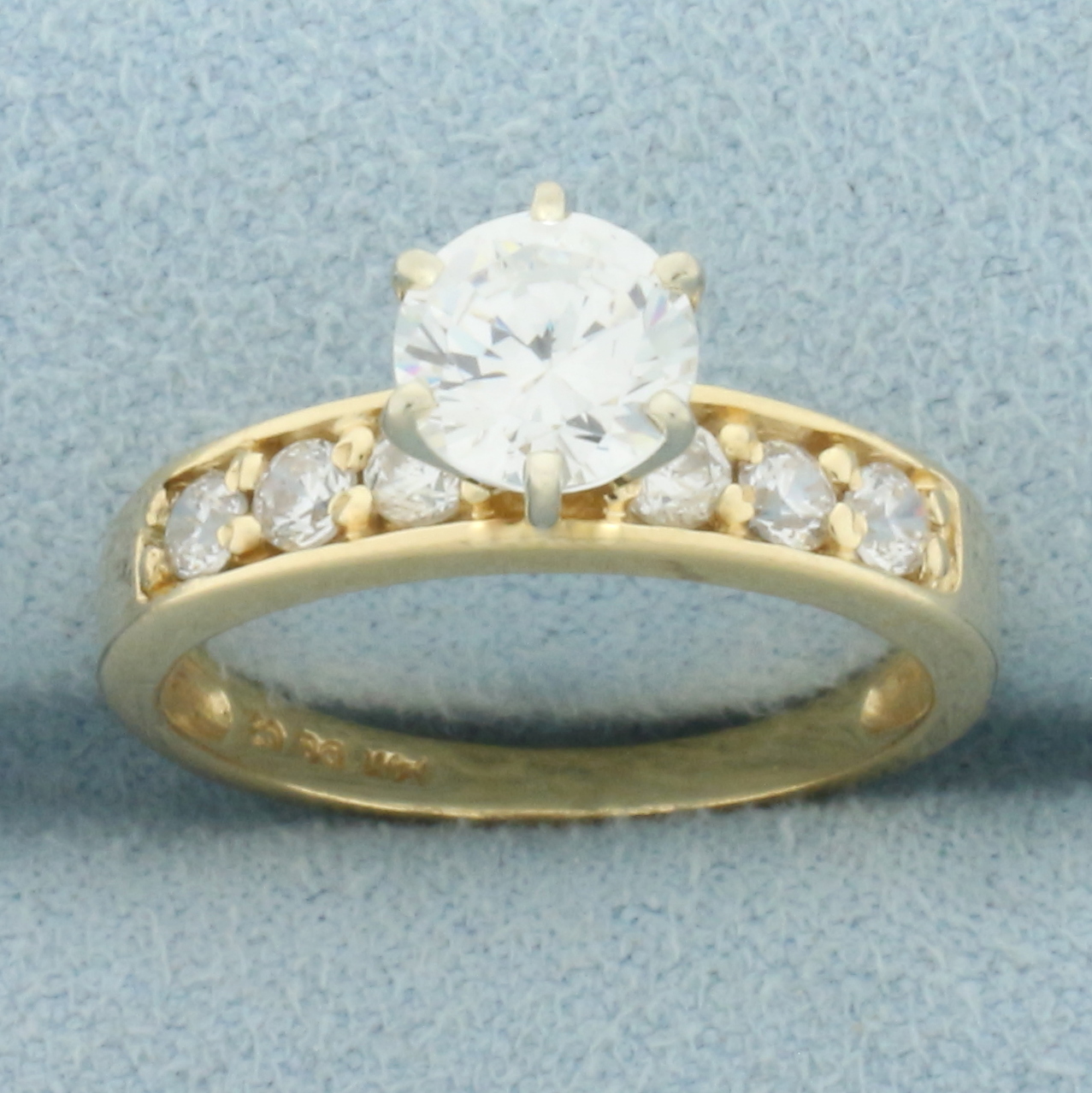 CZ Engagement Ring in 14k Yellow Gold