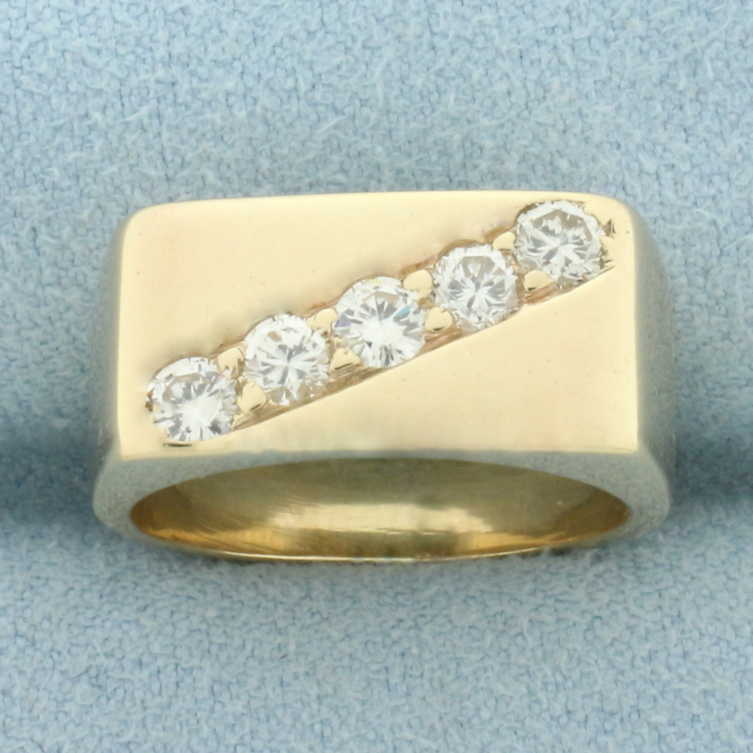 Diagonal Diamond 5-Stone Ring in 14k Yellow Gold