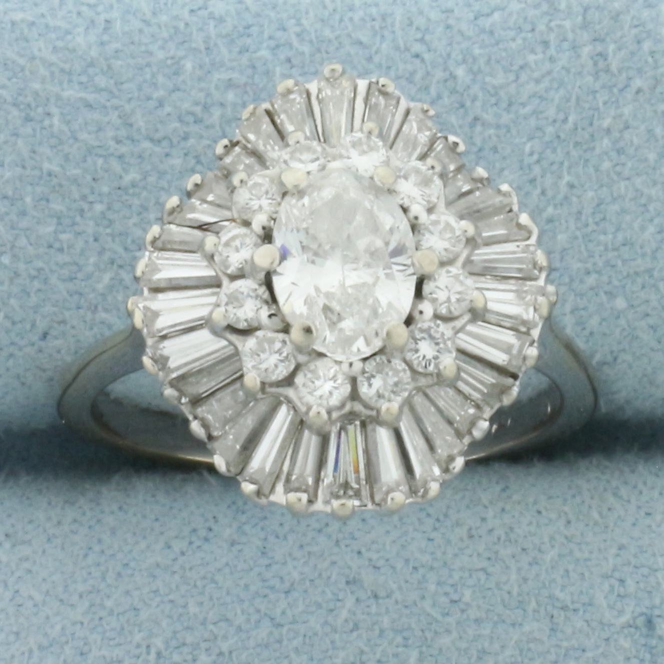 Diamond Ballerina Ring in 14k White Gold