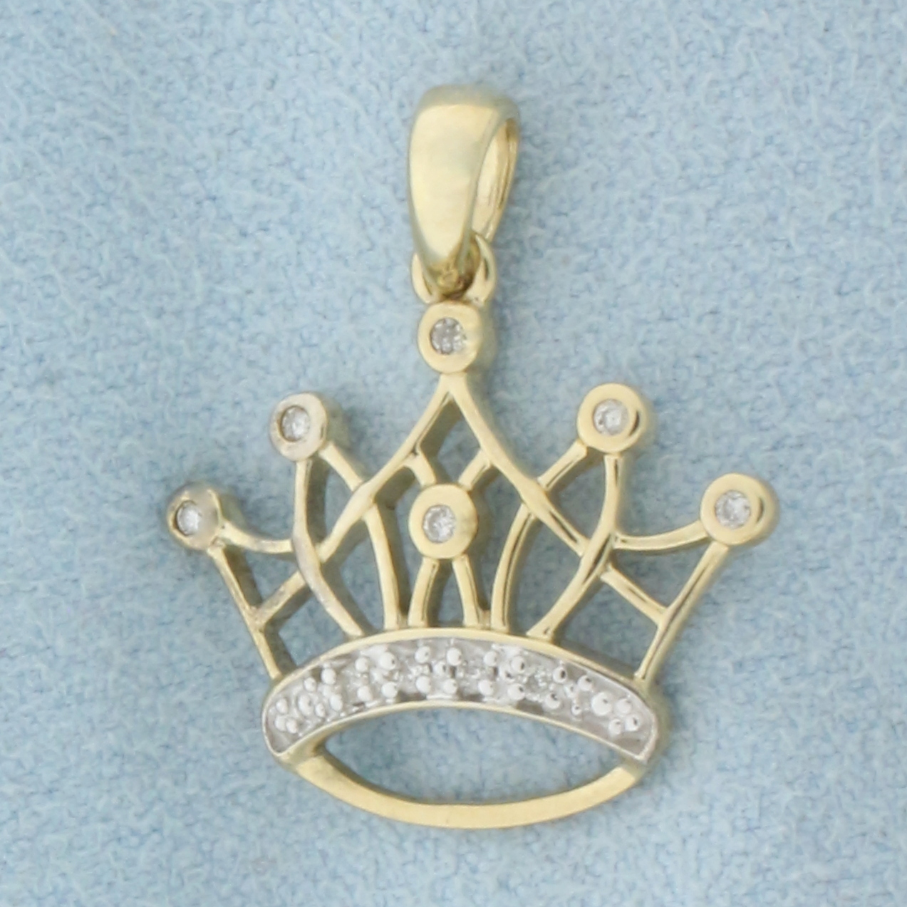 Diamond Crown Pendant in 10k Yellow Gold