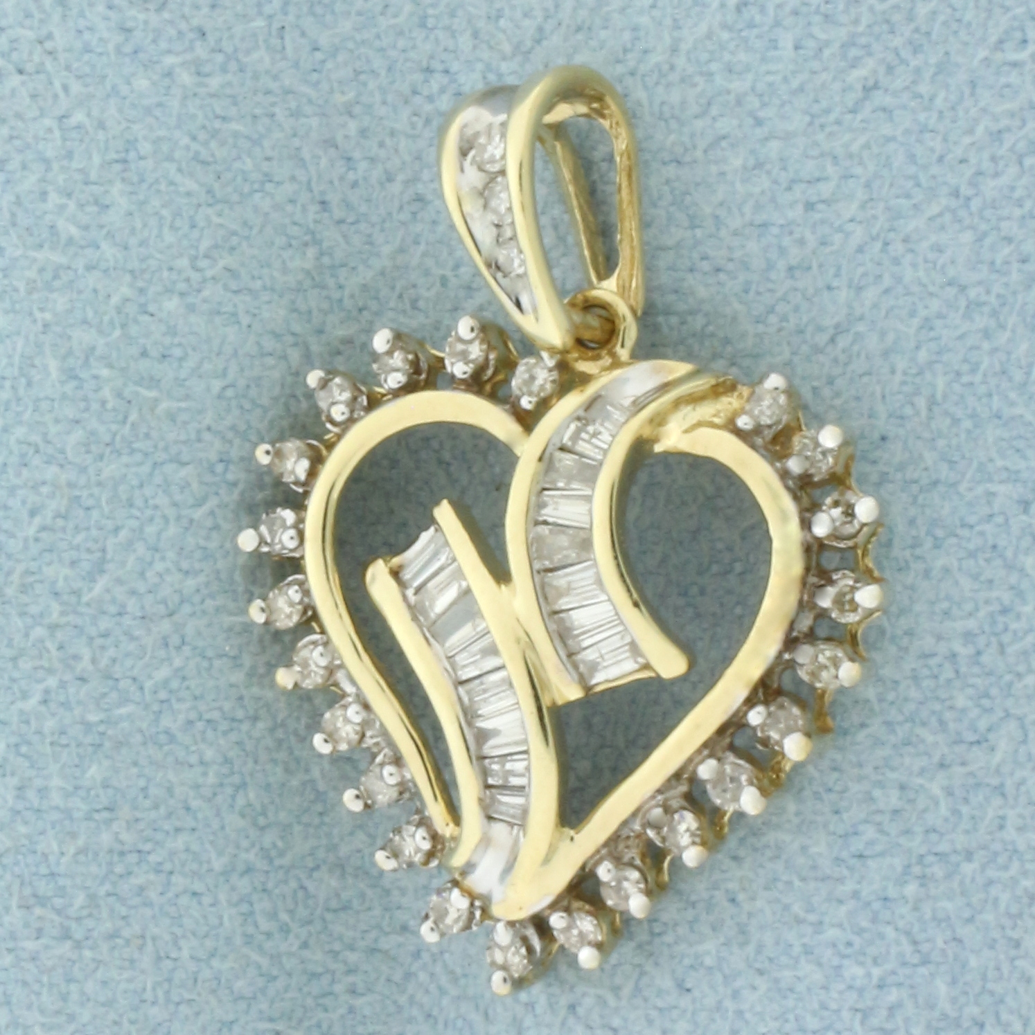 Diamond Heart Pendant in 10k Yellow Gold