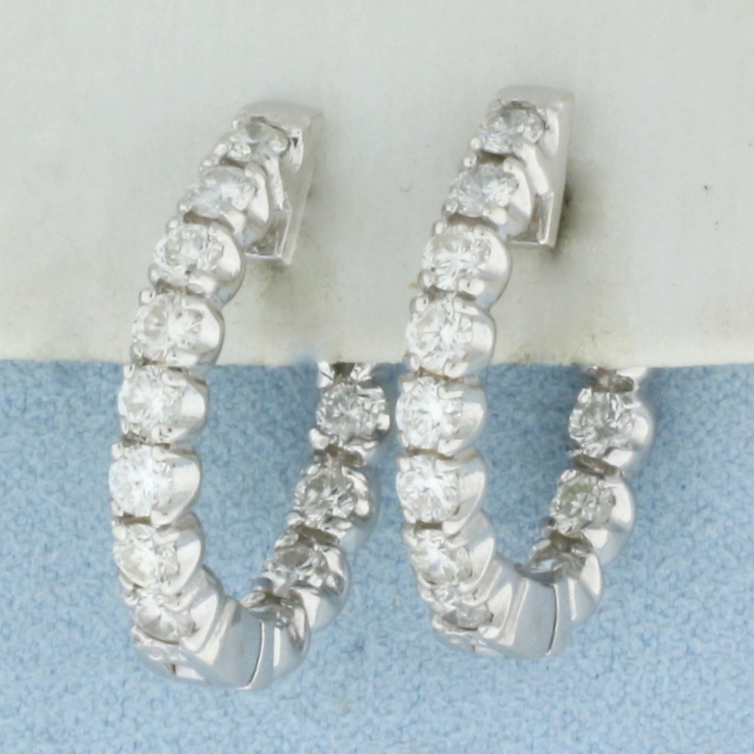 Diamond Hoop Earrings in 14k White Gold