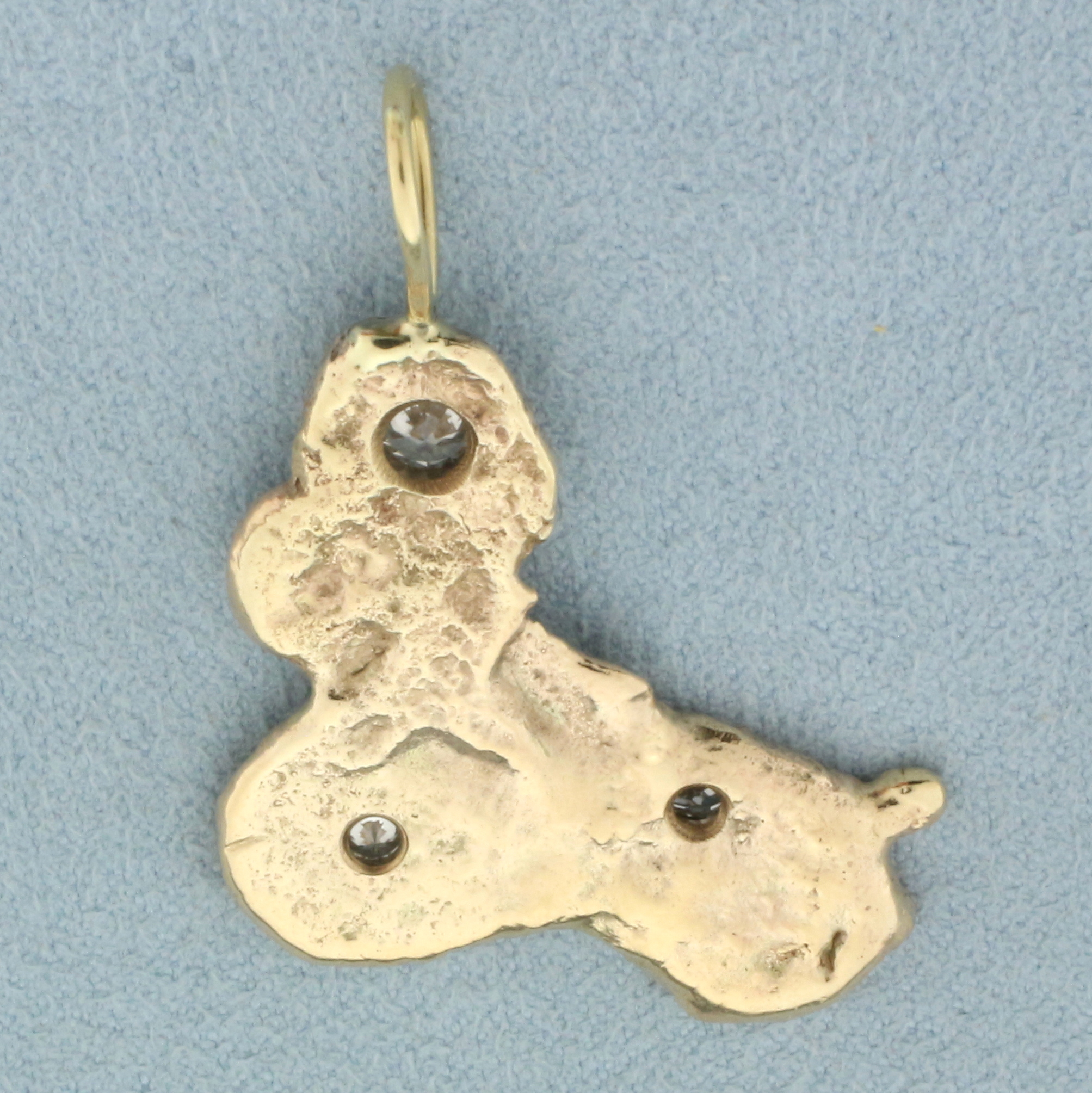 14k Yellow Gold Nugget Charm Pendant – Small/Medium Size – No Stone, Solid Gold