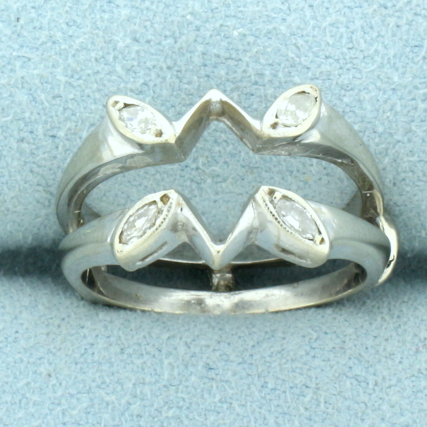 Diamond Ring Jacket for Marquise Diamond Engagement Ring in 14K White Gold