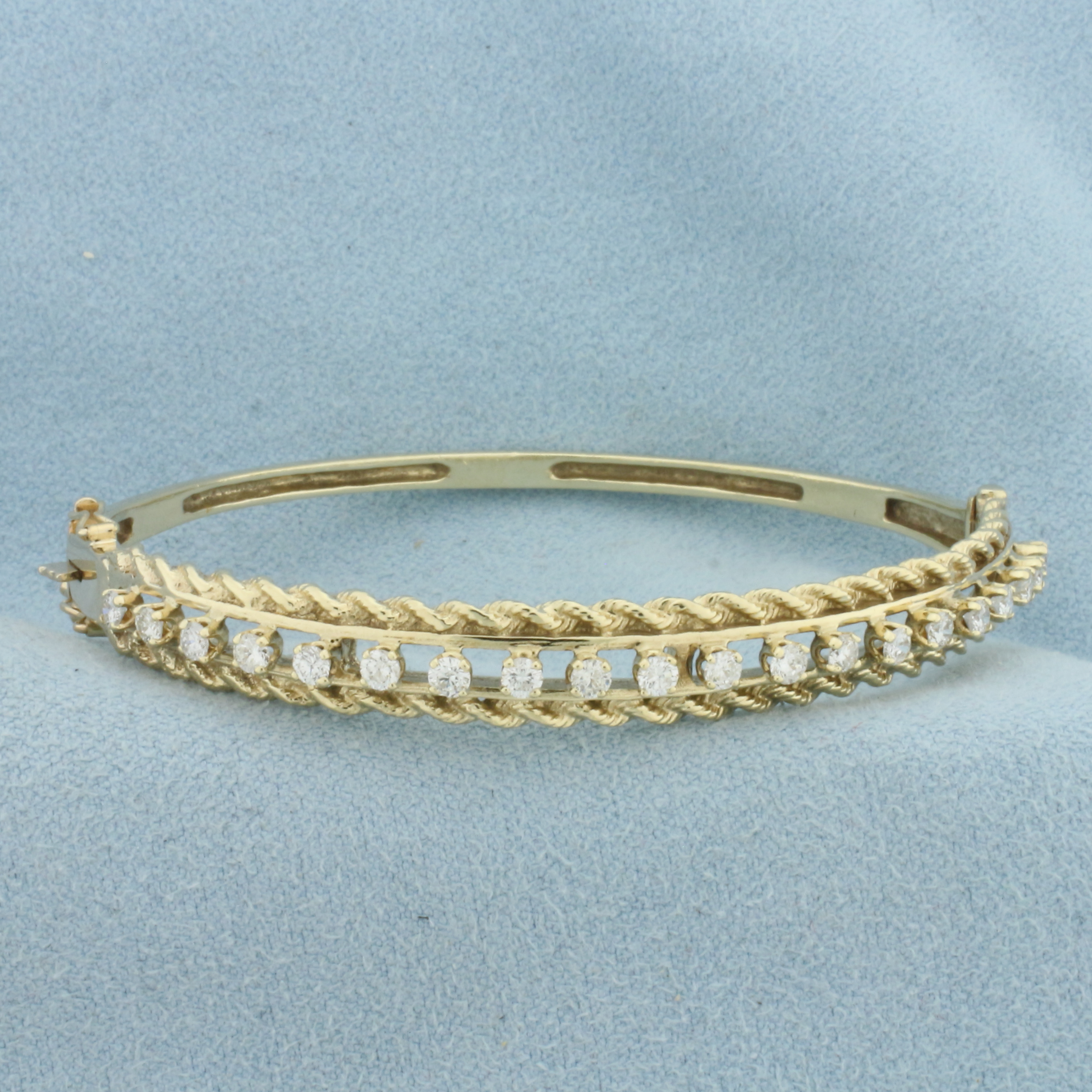 Diamond Rope Design Bangle Bracelet in 14k Yellow Gold | Property Room