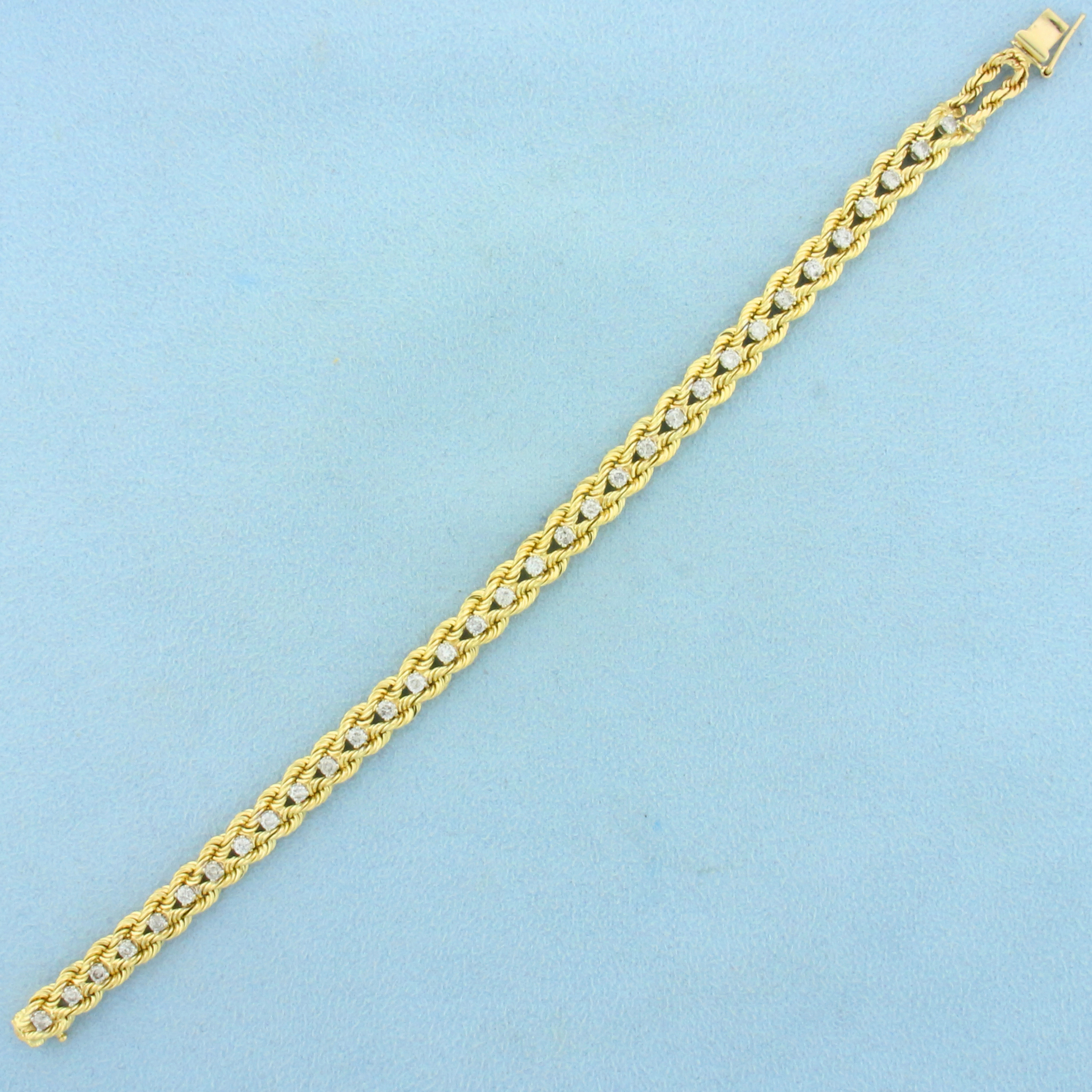 Diamond Rope Link Tennis Bracelet in 14K Yellow Gold