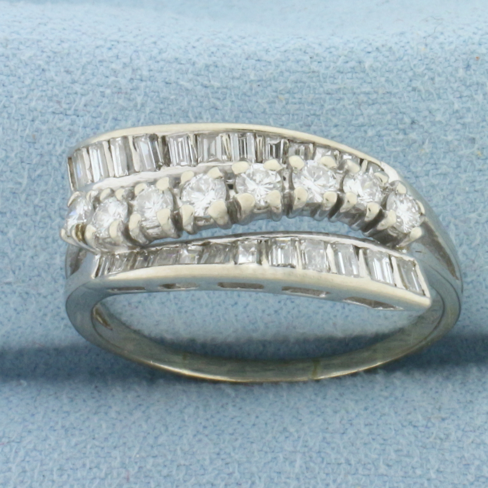 Diamond Wave Design Ring in 14k White Gold