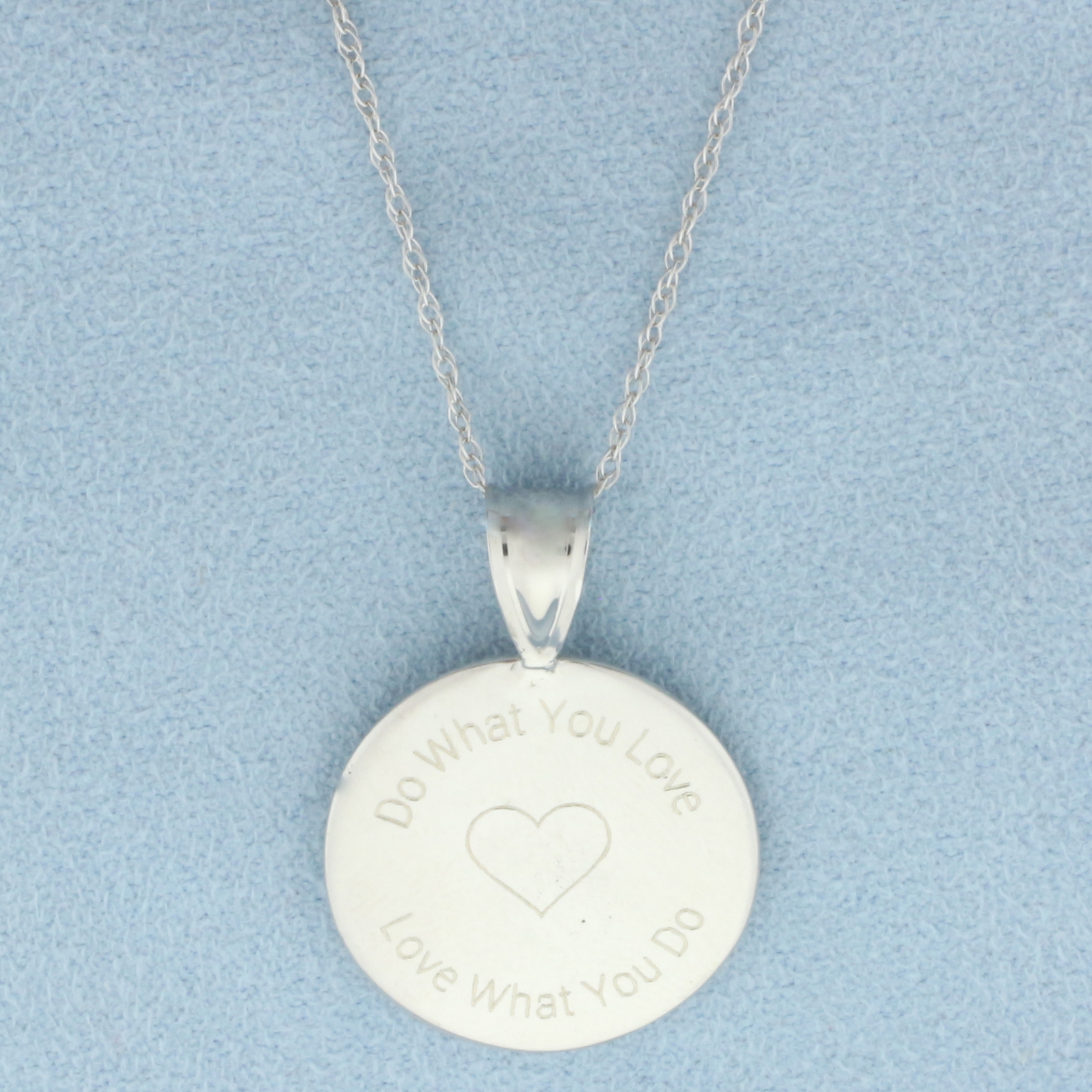 Do What You Love, Love What You Do Necklace in 14k White Gold