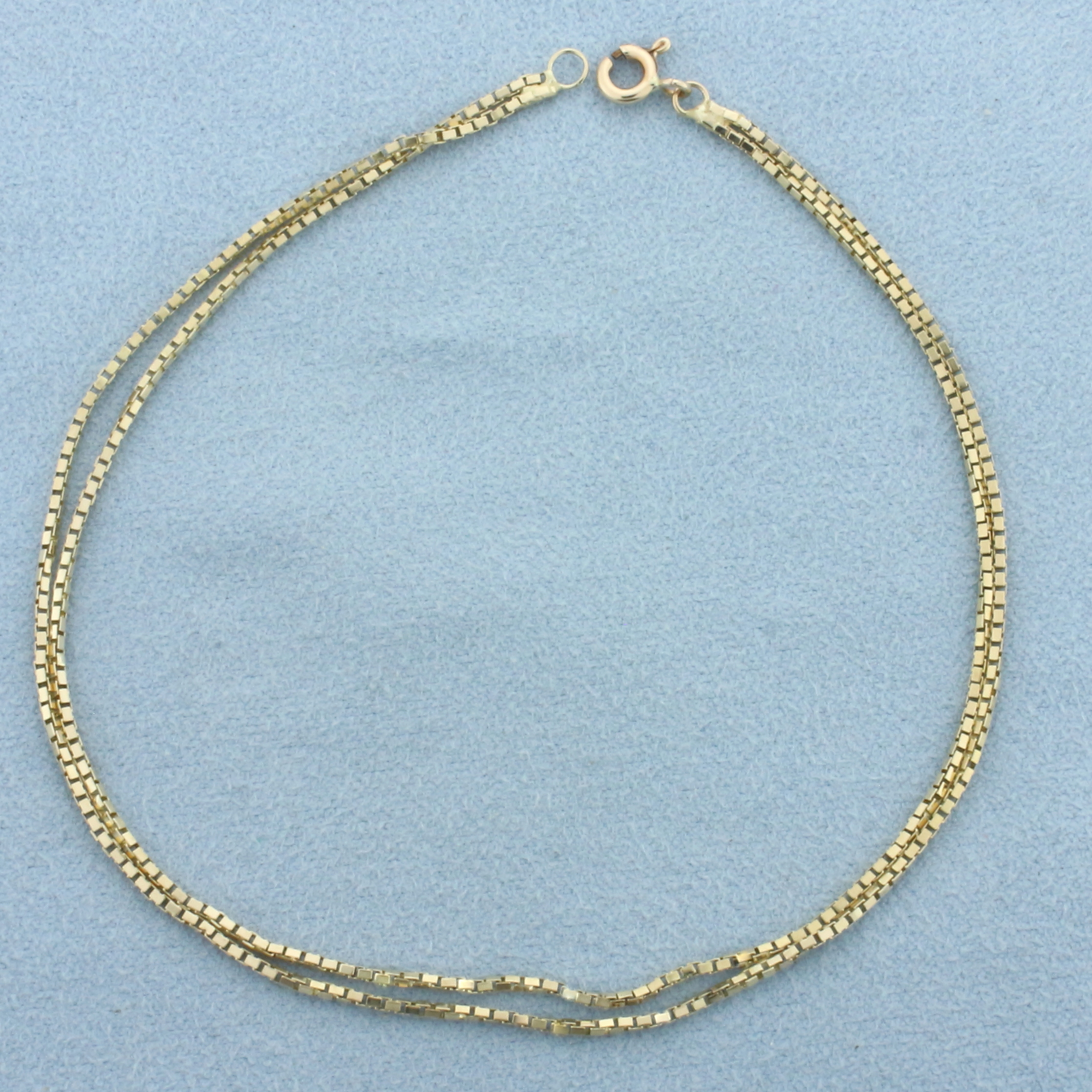 Double Box Link Chain Anklet in 14k Yellow Gold Property Room