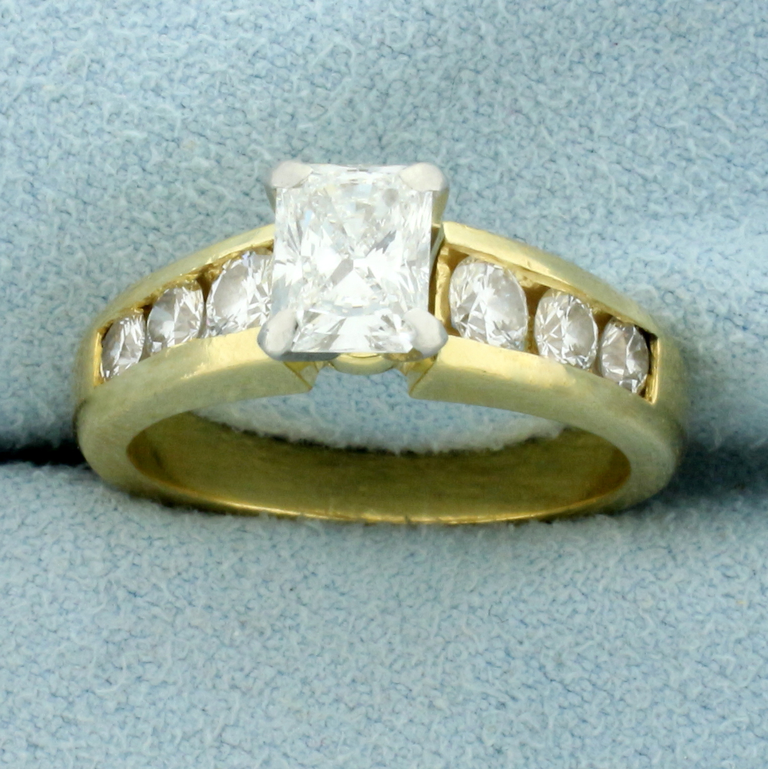EGL Certified Radiant Diamond Engagement Ring in 18K Yellow Gold