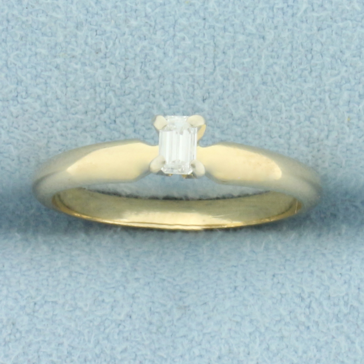 Emerald Shaped Diamond Solitaire Engagement Ring in 14k Yellow Gold