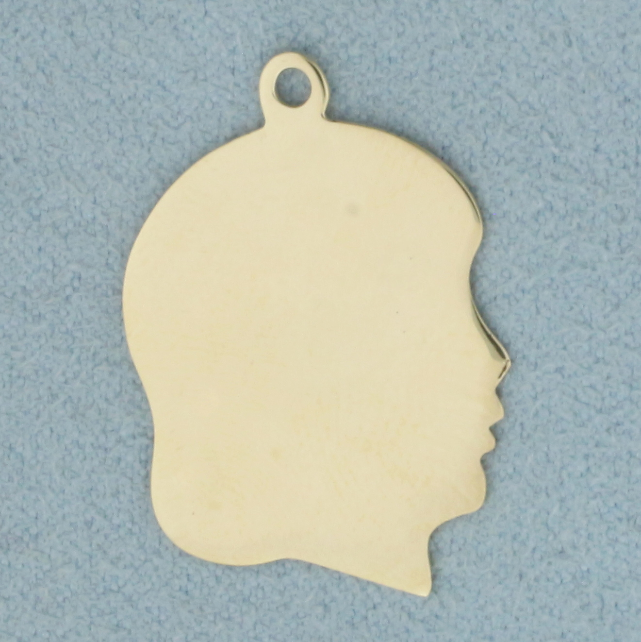 Engravable Girl Head Silhouette Charm or Pendant in 14k Yellow Gold