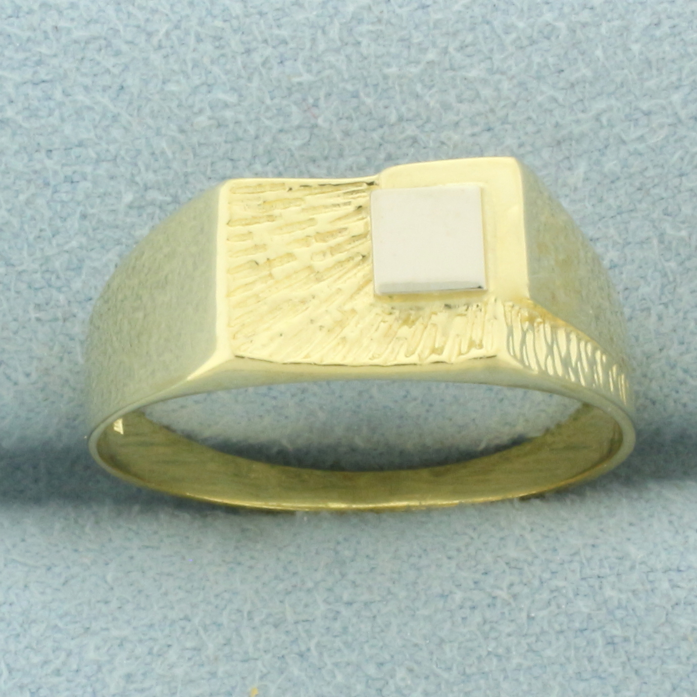 Engravable Two Tone Signet Ring in 18k Yellow Gold