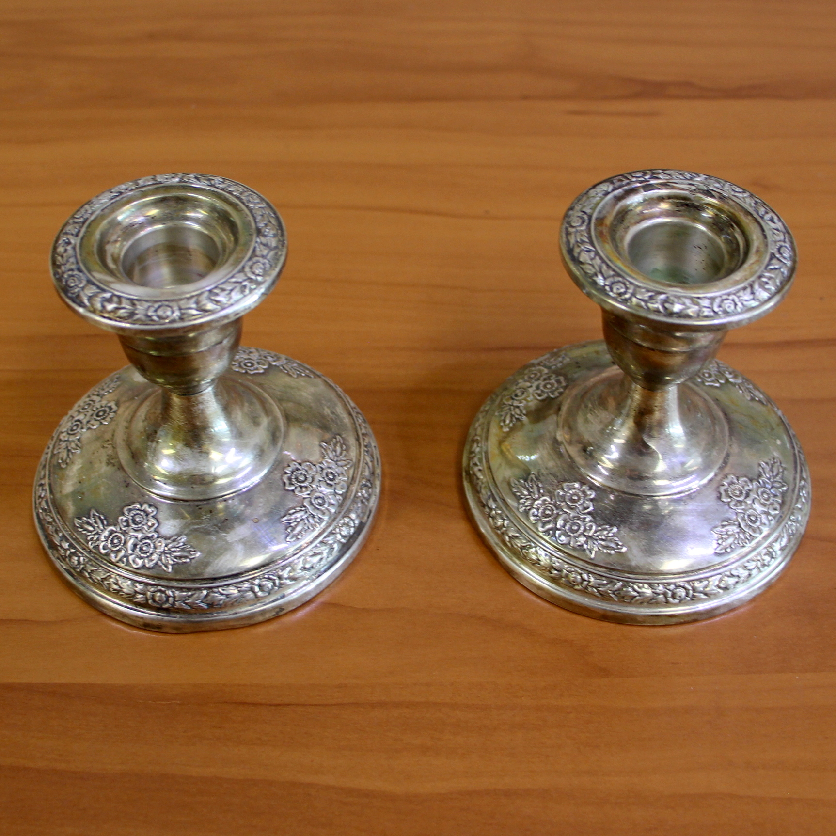 Fisher "Rose Bouquet" #857 Sterling Silver Candle Holders Set of 2