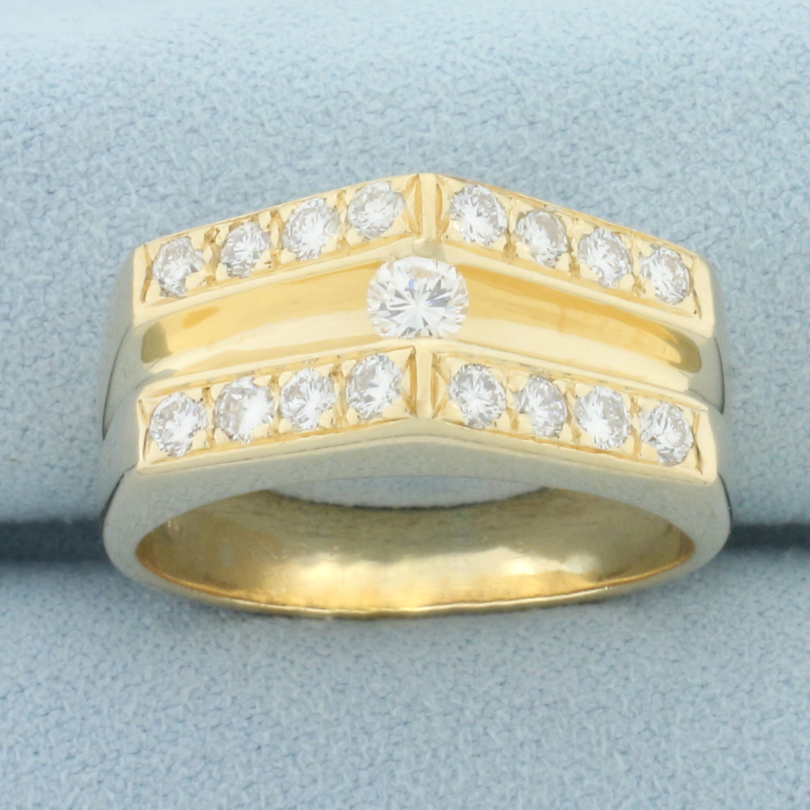Floating and Pave Set Diamond Ring in 14k Yellow Gold