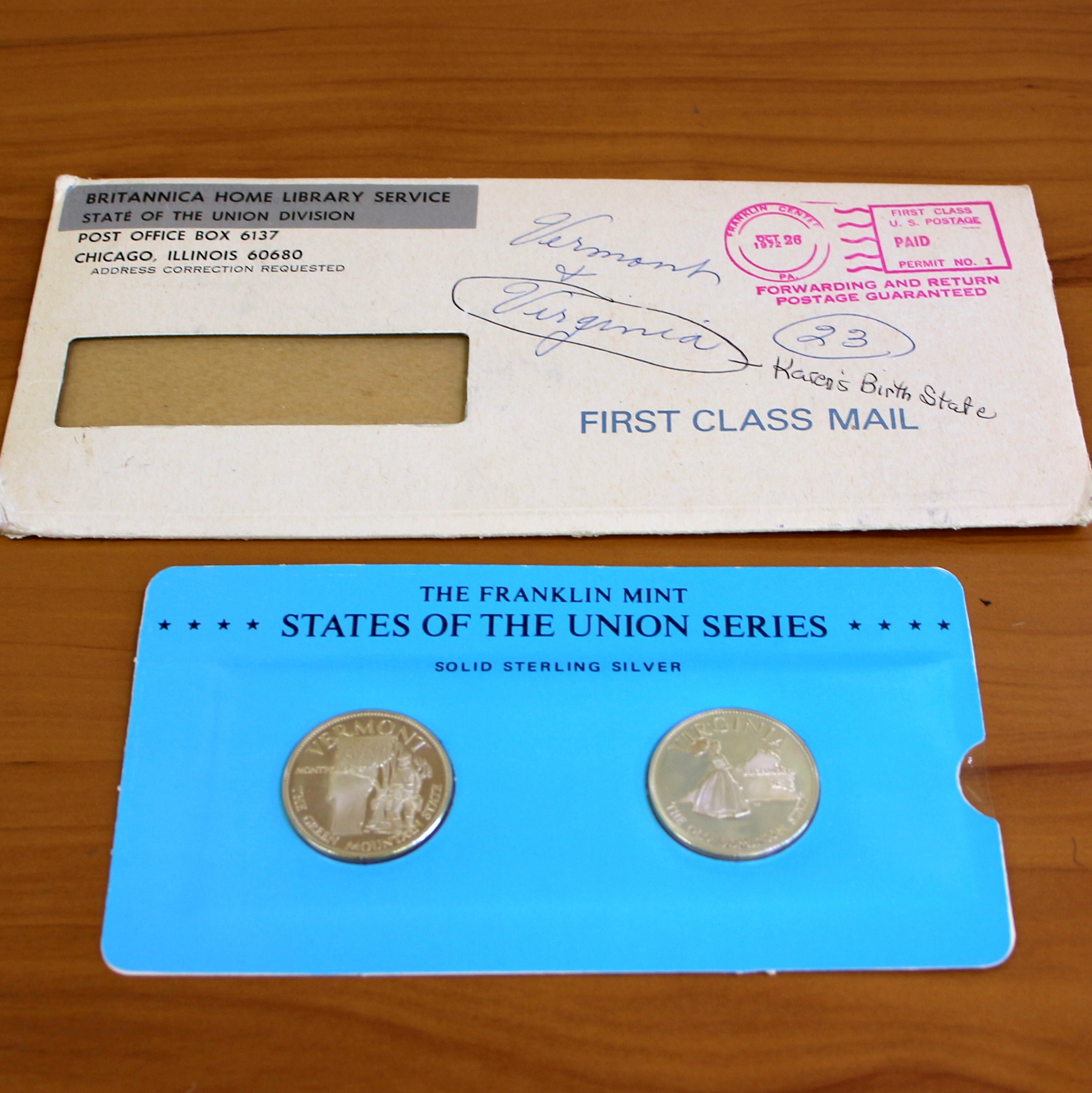 Franklin Min States of the Union Sterling Silver Coins Virginia and ...