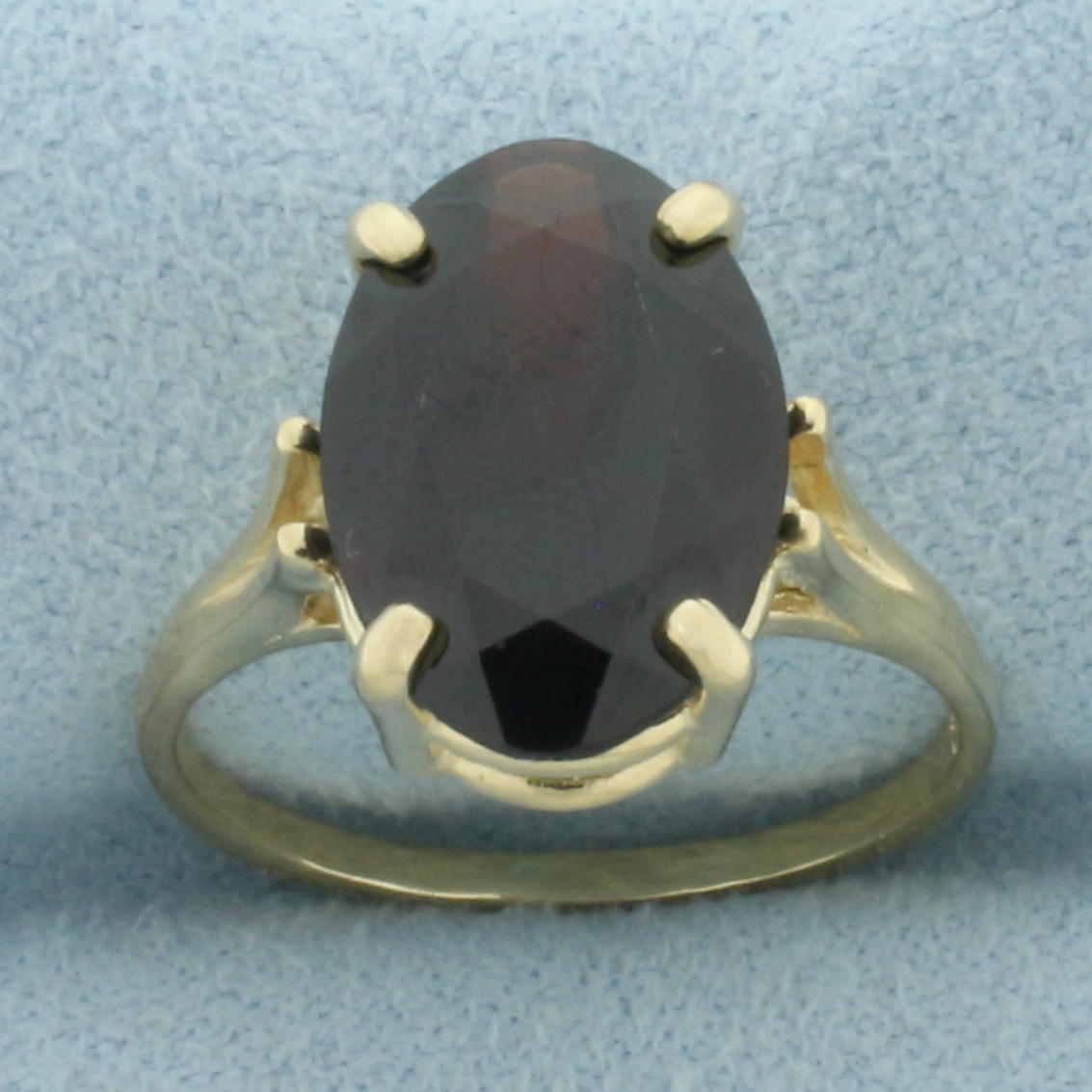 Garnet Solitaire Statement Ring in 14k Yellow Gold