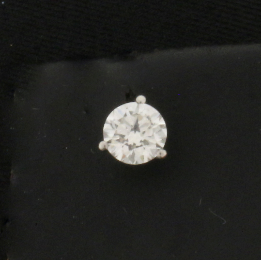 GIA Certified 1/2ct Single Diamond Stud Earring in Platinum Martini Setting