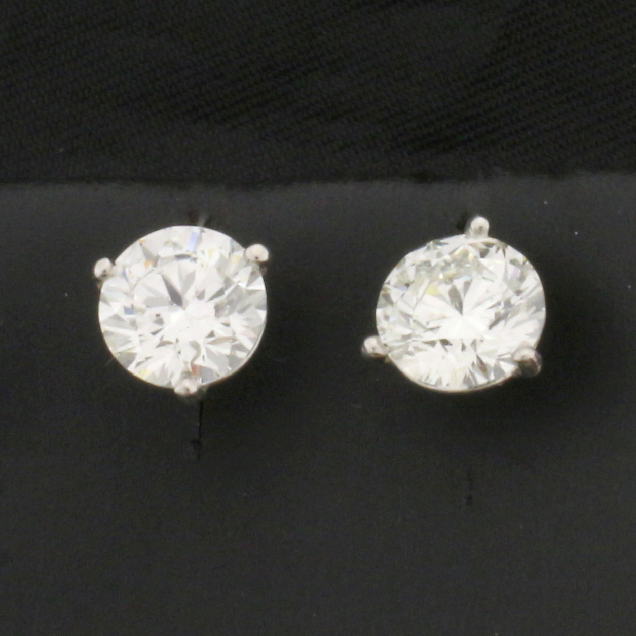 GIA Certified Over 2ct TW Diamond Stud Earrings in Platinum Martini Settings