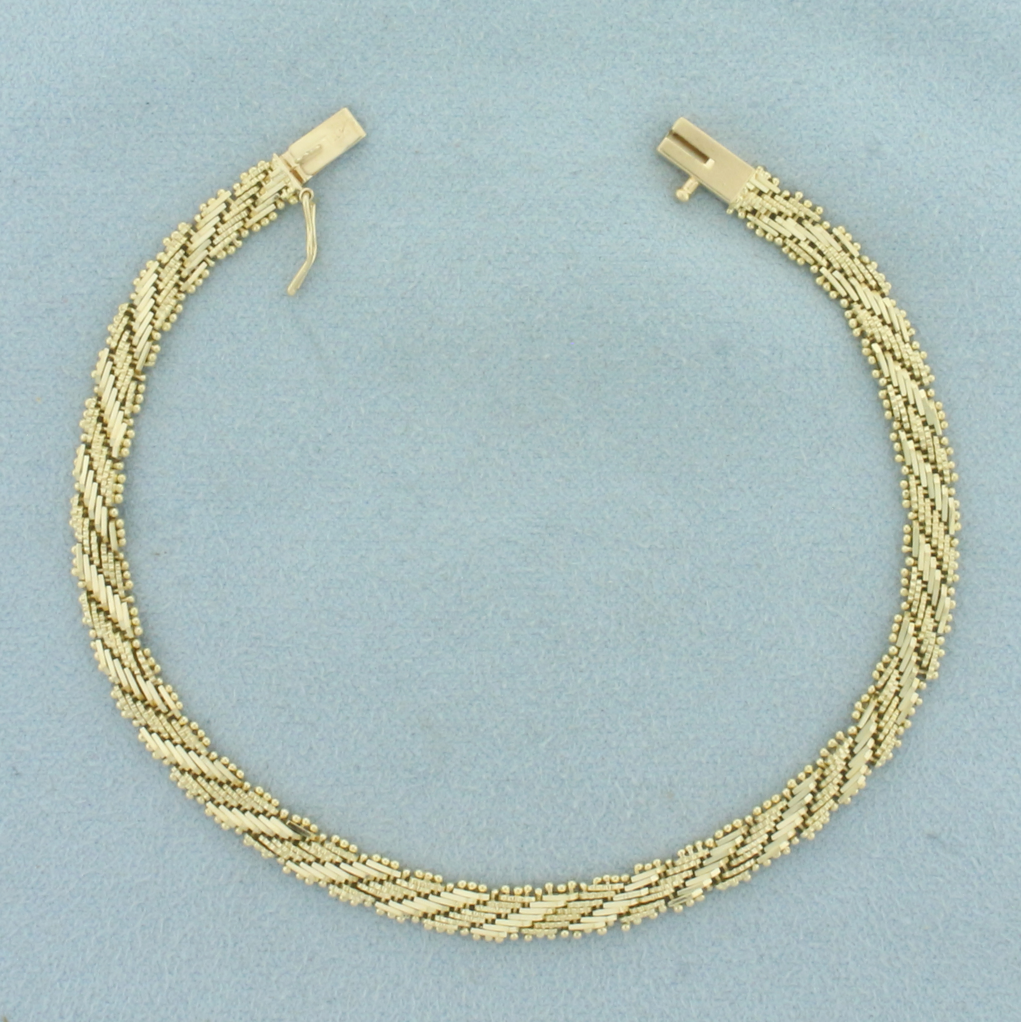 Gold Ball and Bar Link Bracelet in 14k Yellow Gold