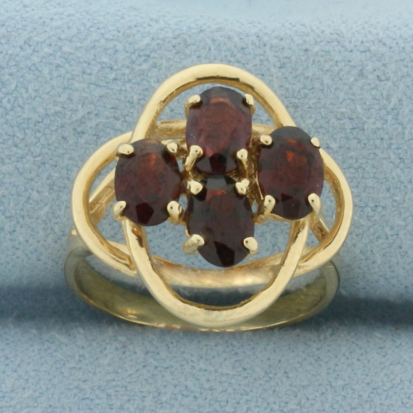 Halo Garnet Ring in 14k Yellow Gold
