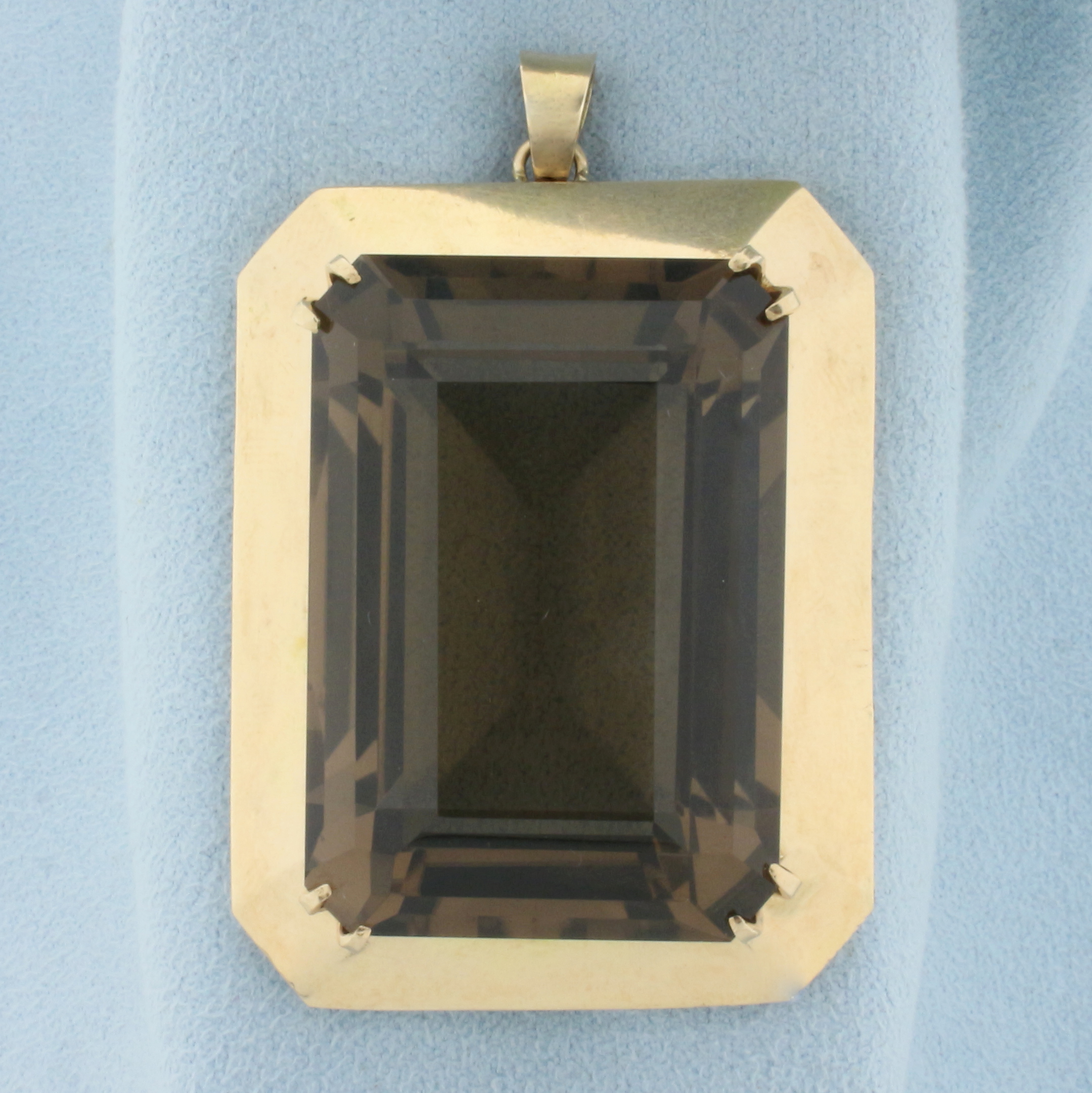 Huge 130ct Smokey Topaz Statement Pendant in 14k Yellow Gold