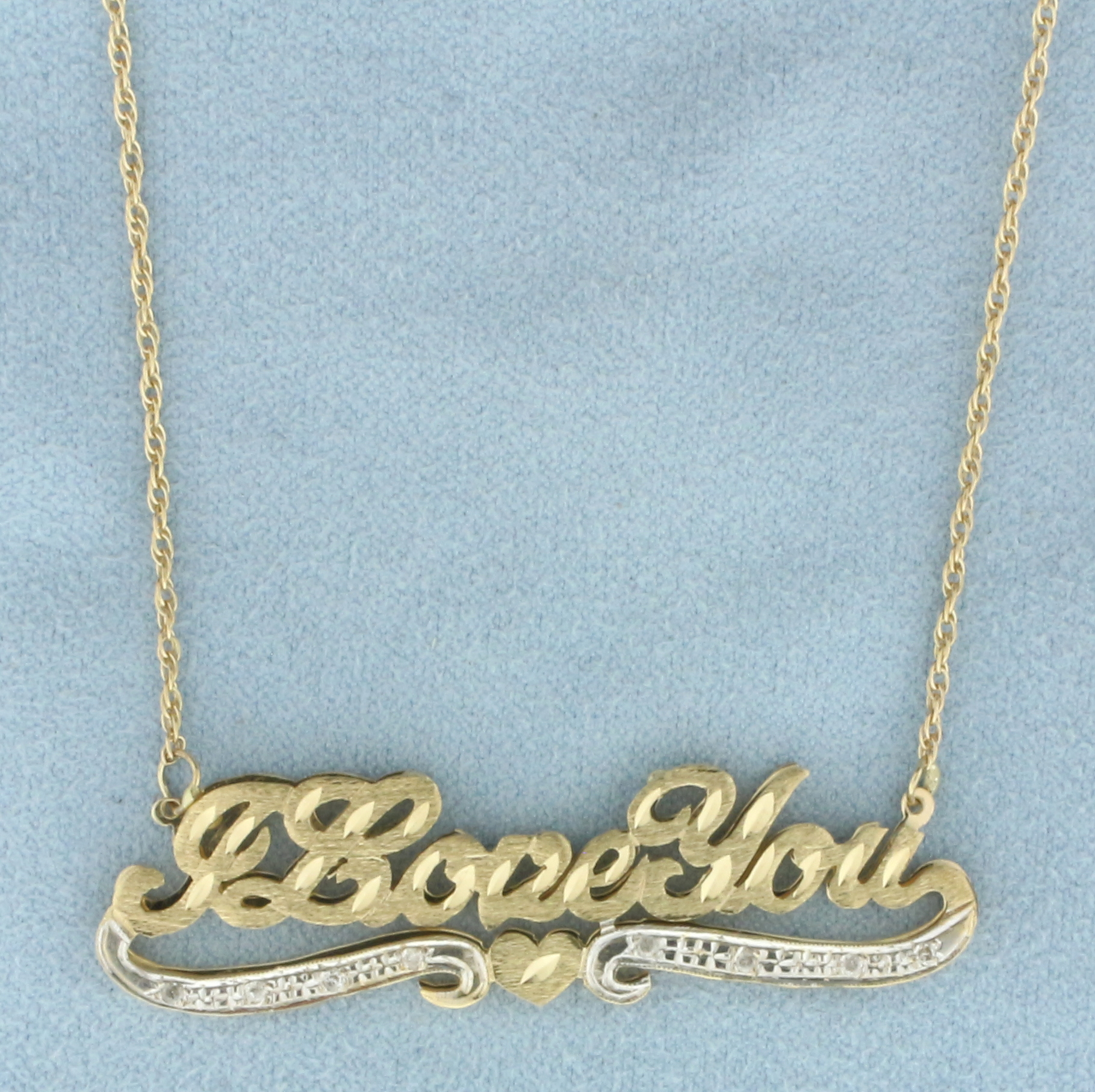 I Love You Diamond Necklace in 14k Yellow Gold