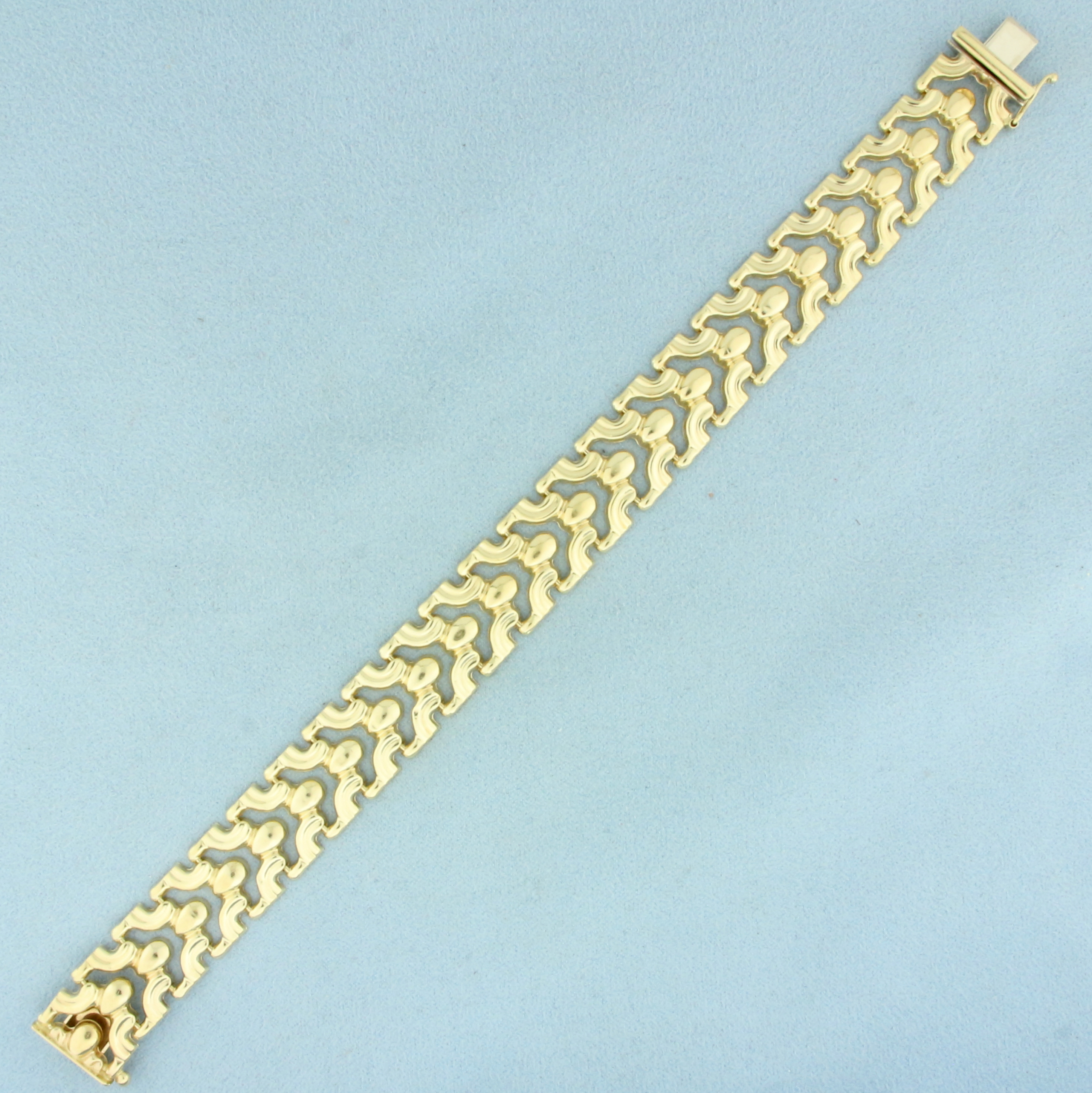 Italian Designer Fancy Link Bracelet in 14k Yellow Gold