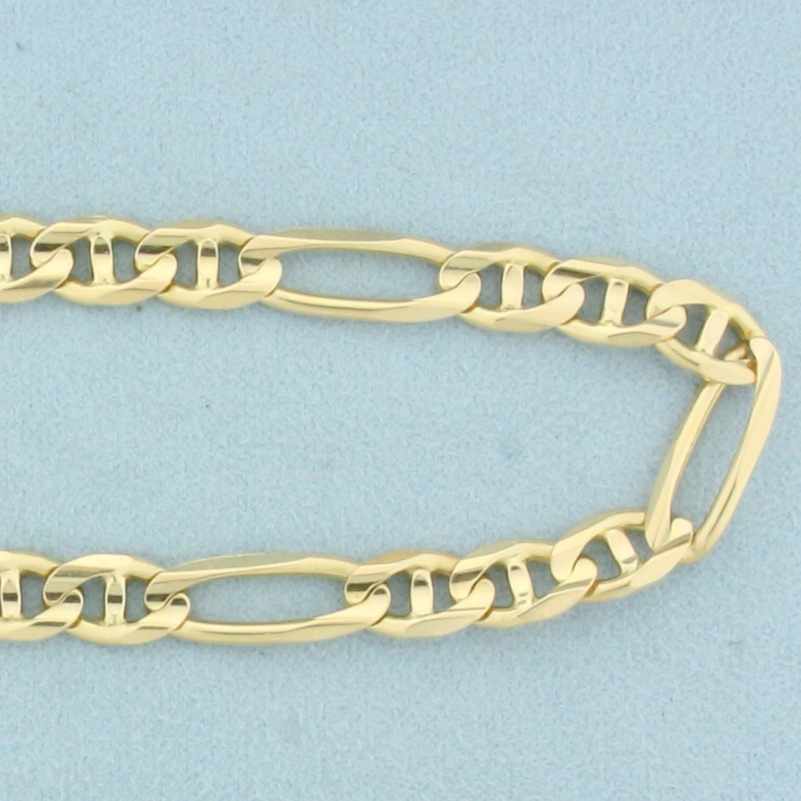 Italian Made 21 Inch Figaro Style Chain Necklace in 14K Yellow Gold