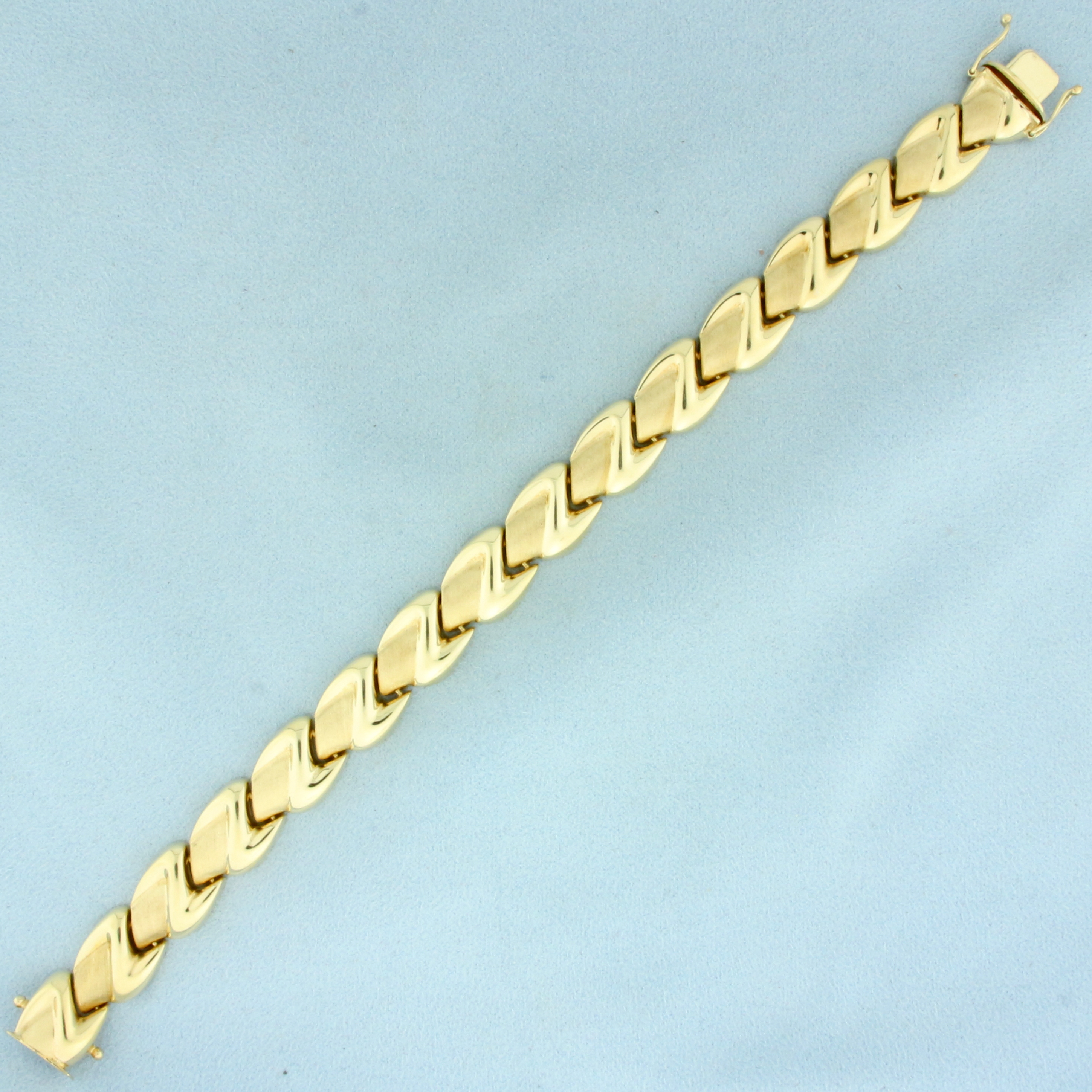 Italian Satin and High Polish Finish Abstract Bracelet in 14k Yellow Gold