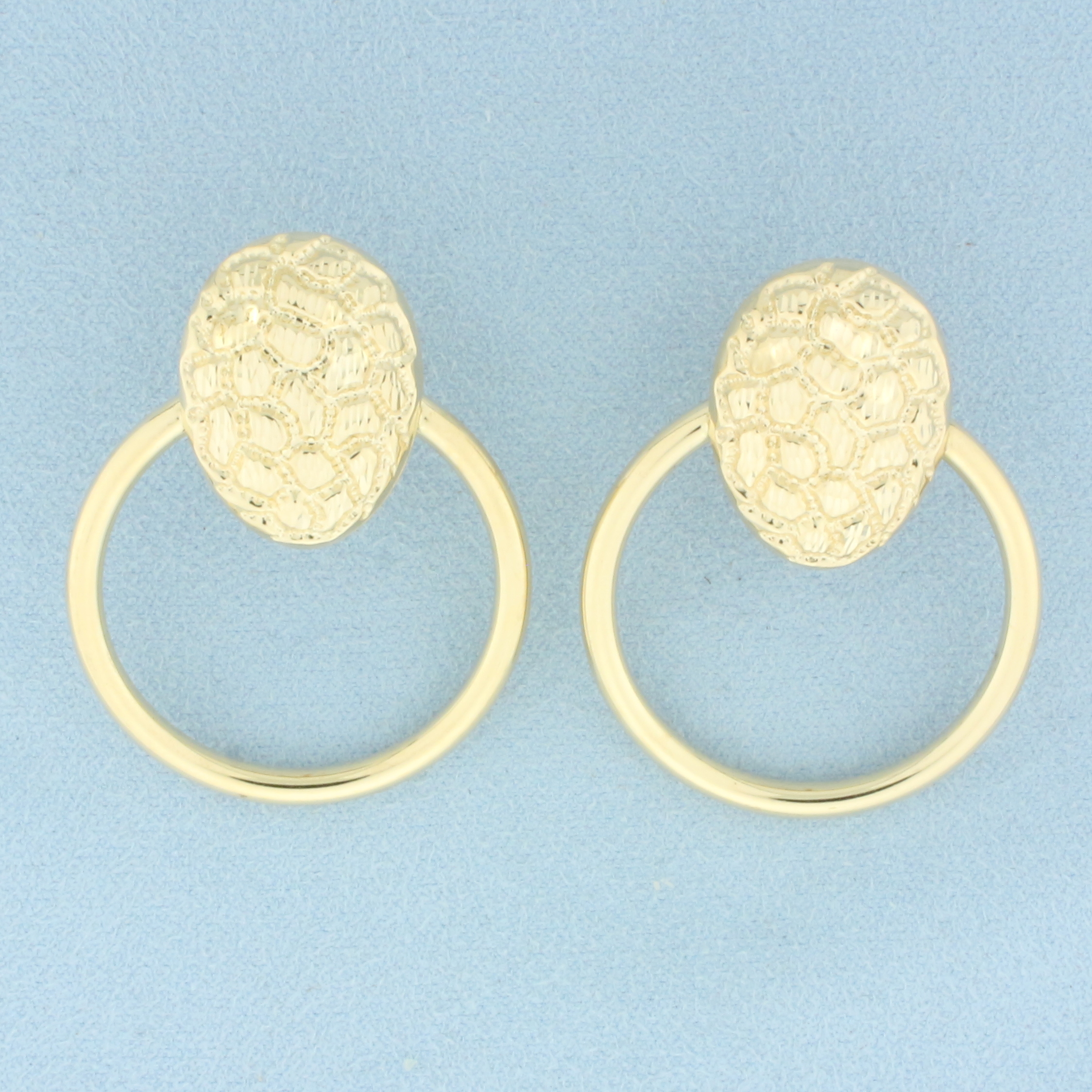 Large Door Knocker Hoop Earrings in 14k Yellow Gold