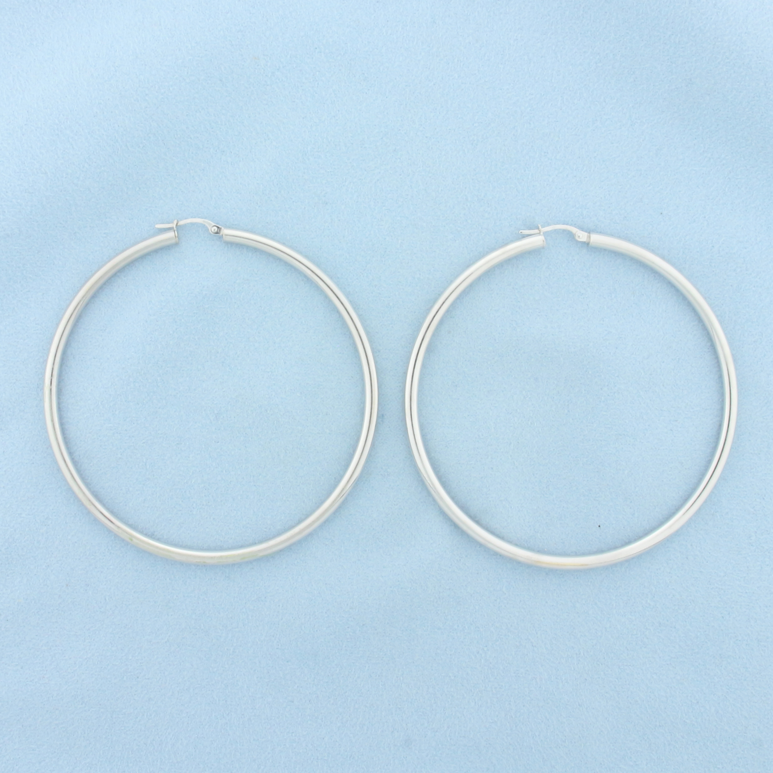 Large Hoop Earrings in 18k White Gold