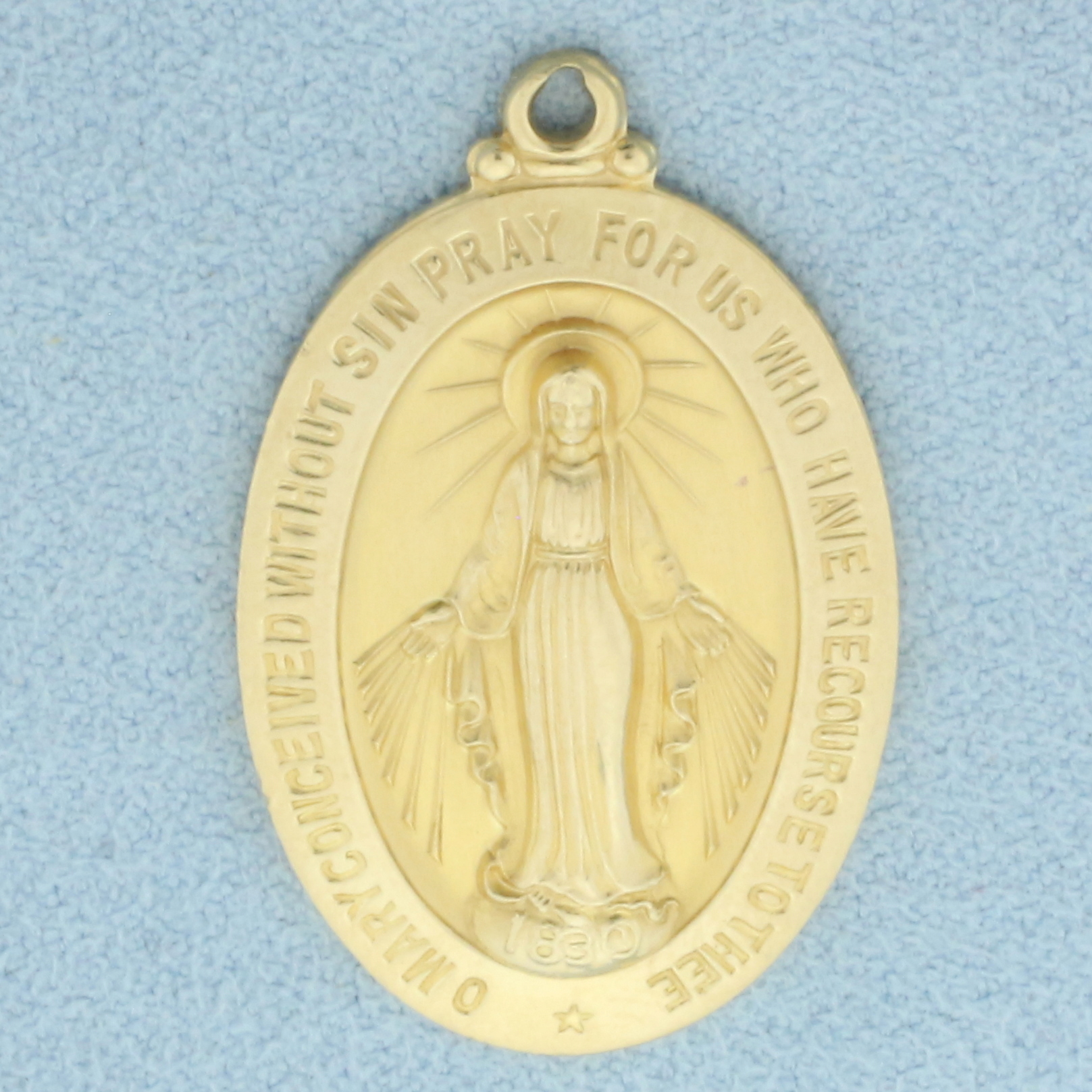 Large Miraculous Medal Virgin Mary Pendant in 14k Yellow Gold ...