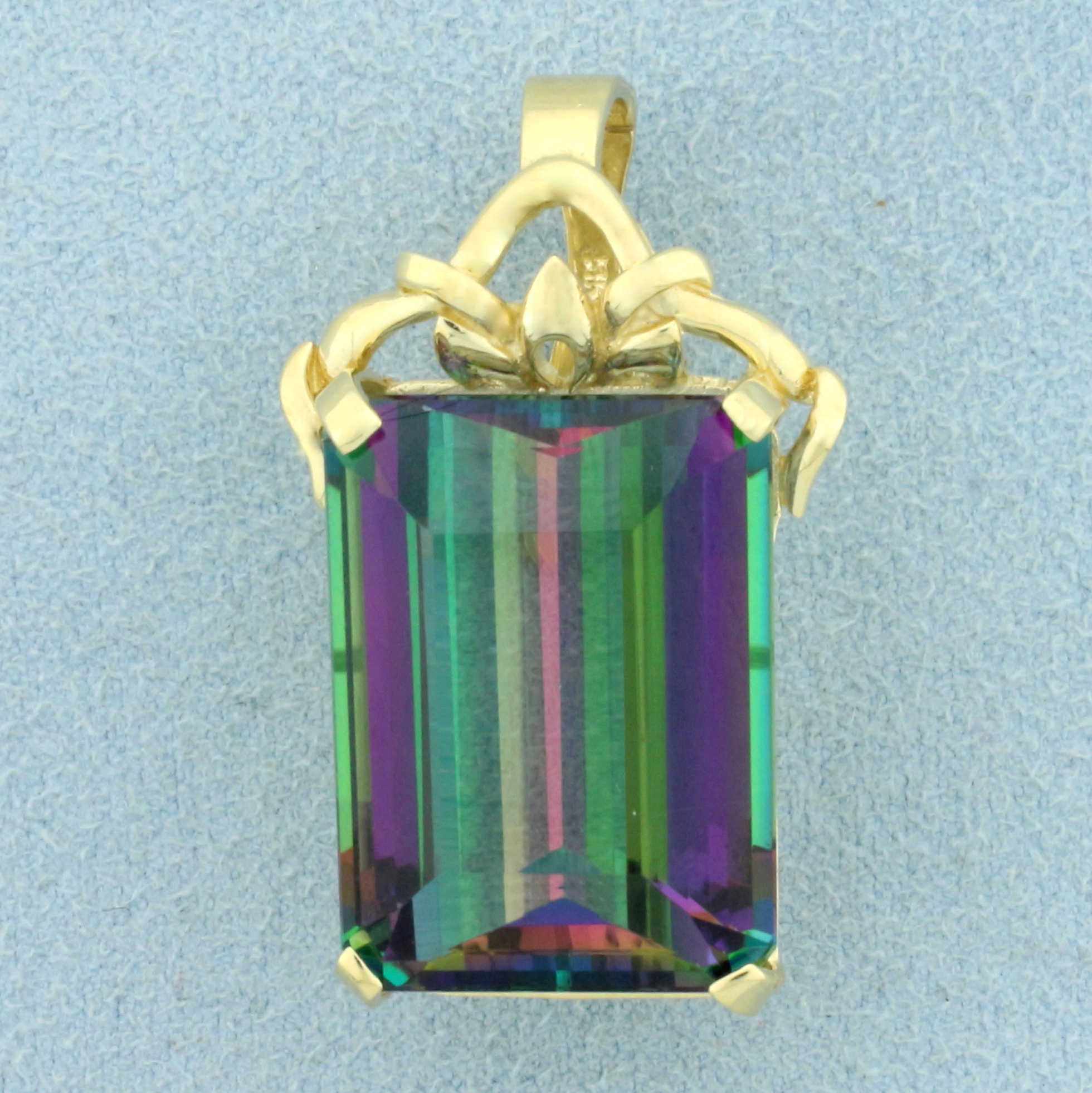 Large Mystic Topaz Statement Pendant in 14K Yellow Gold