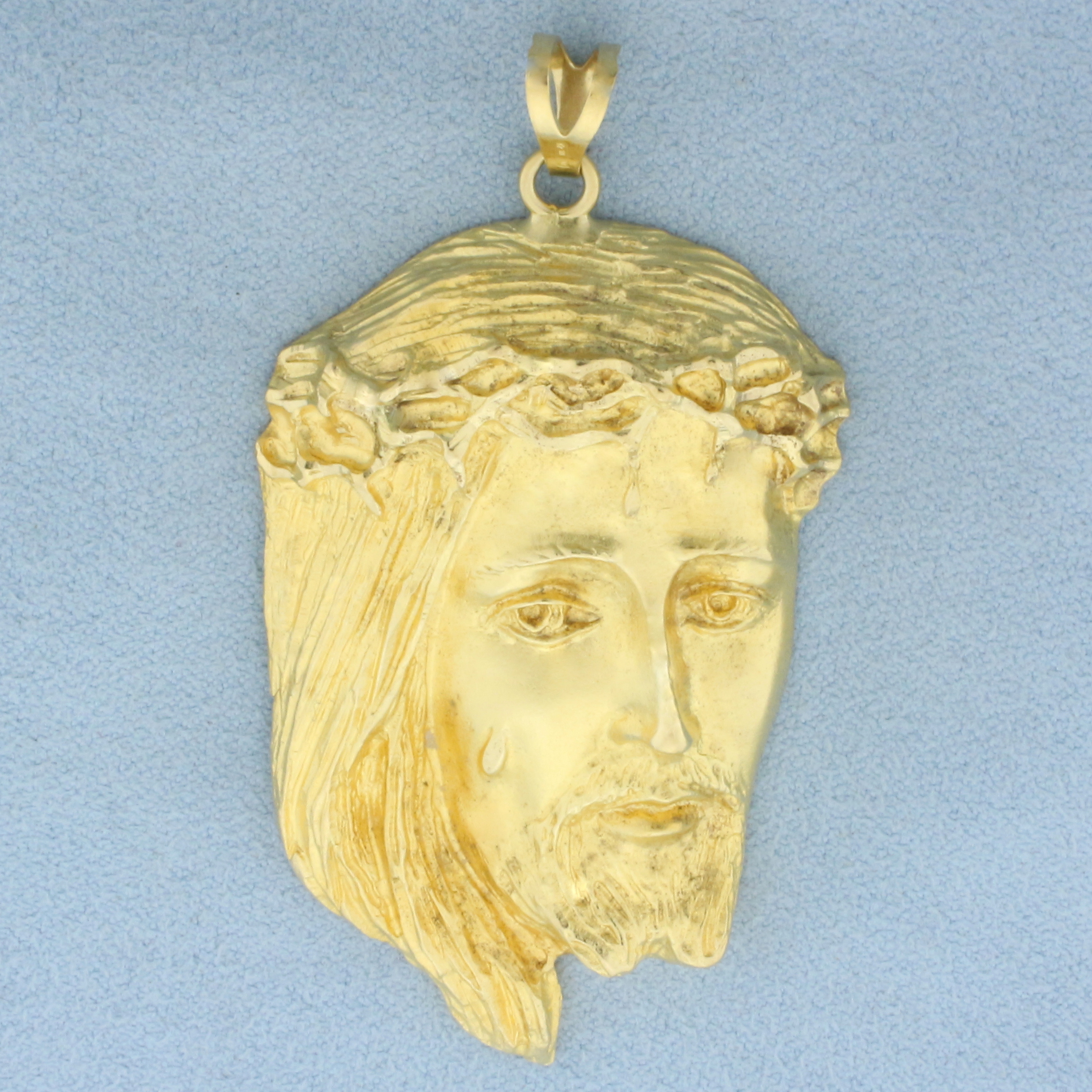 Large Weeping Jesus Christ Pendant in 18k Yellow Gold