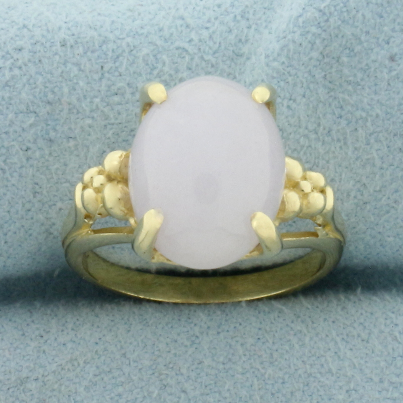 Lavendar Jade Solitaire Ring in 14k Yellow Gold