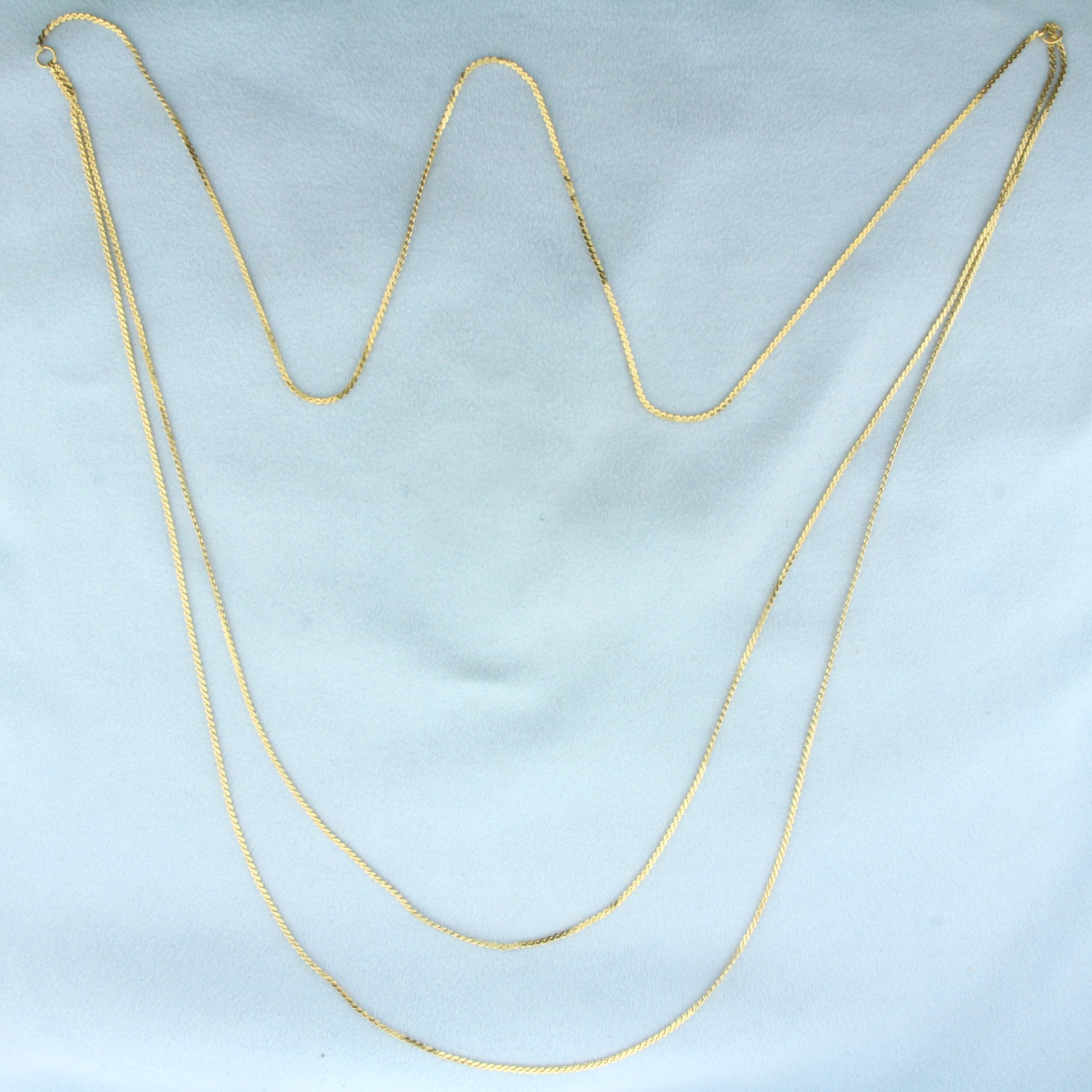 Long Double Strand S-Link Chain Necklace in 14k Yellow Gold