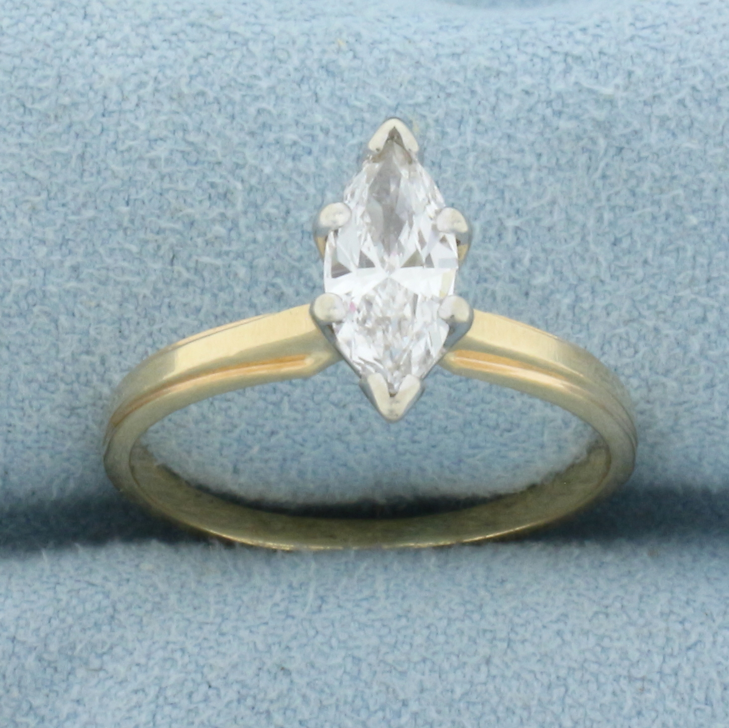 Marquise Diamond Solitaire Engagement Ring in 14k Yellow Gold