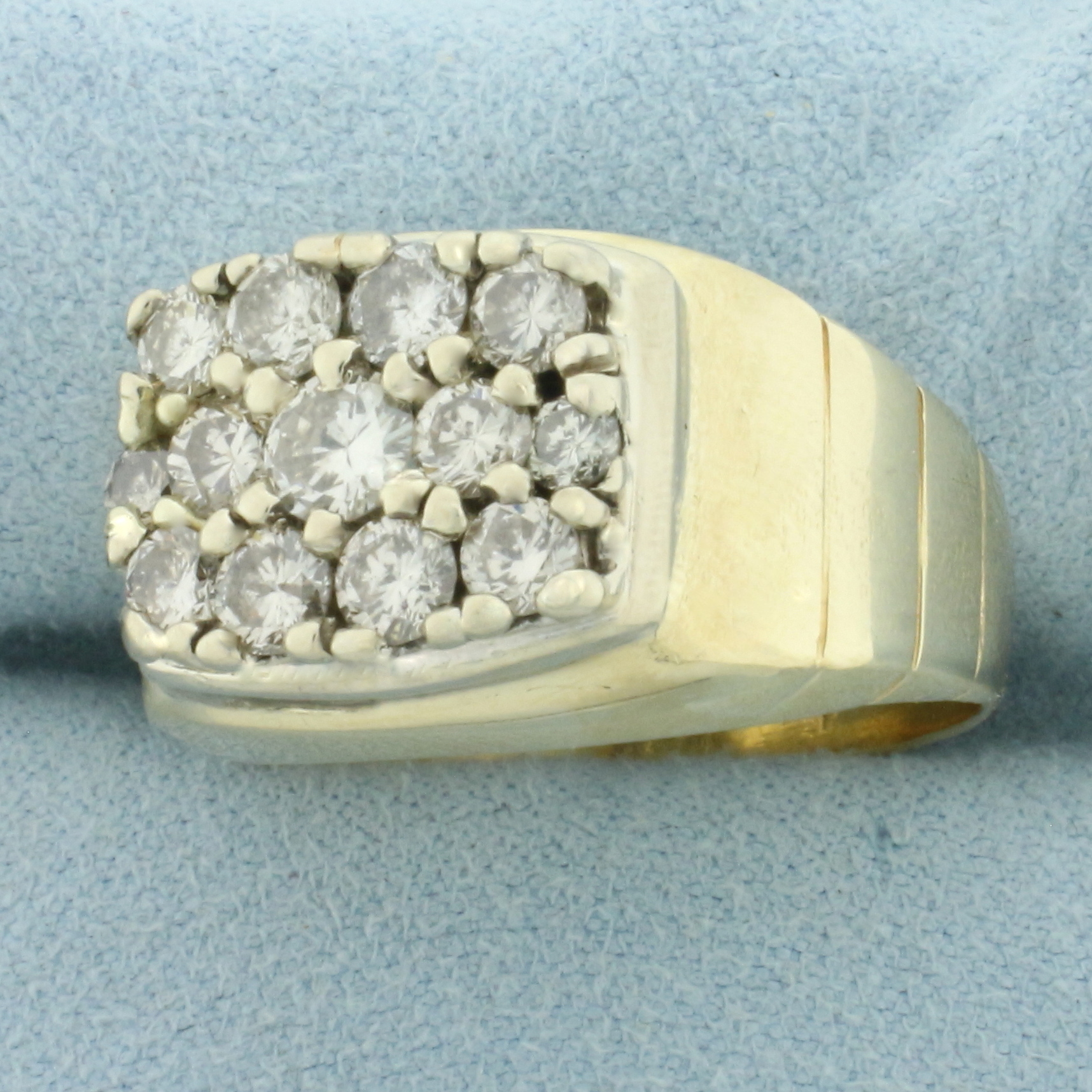 Mens 2ct Pave Diamond Ring in 14k Yellow Gold | Property Room